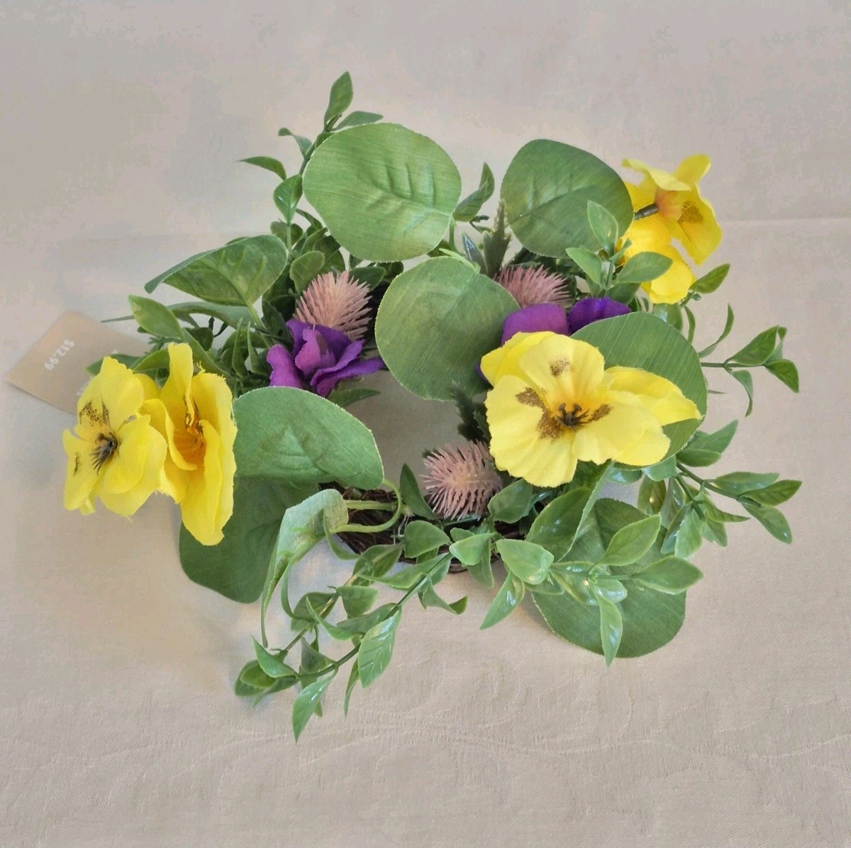 Bloom Room Floral Wreath Yellow Pansies Centerpiece Decoration