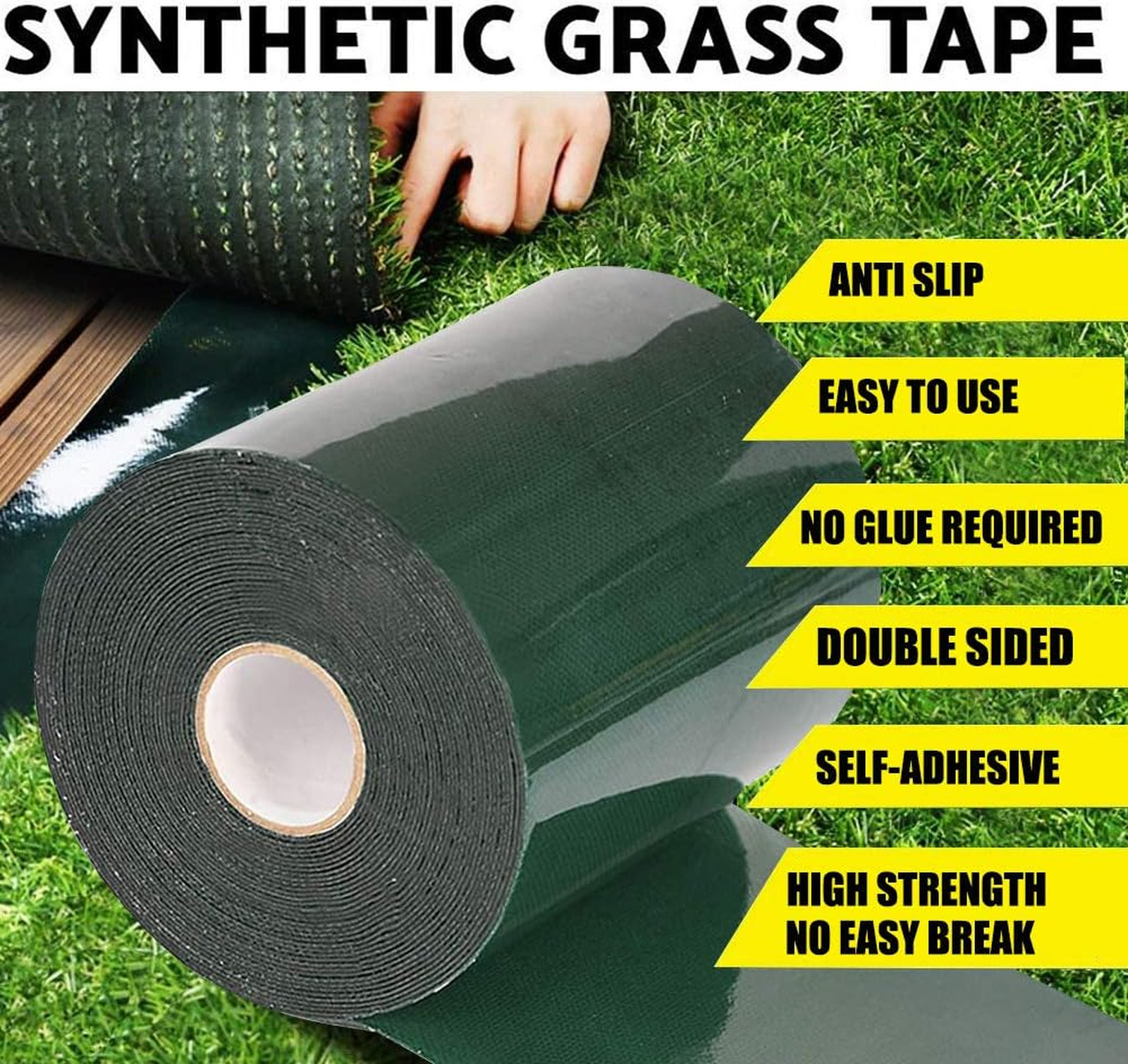 Artificial Grass Tape Self-Adhesive 6×33 Feet Seam Carpet for Lawn Jointing