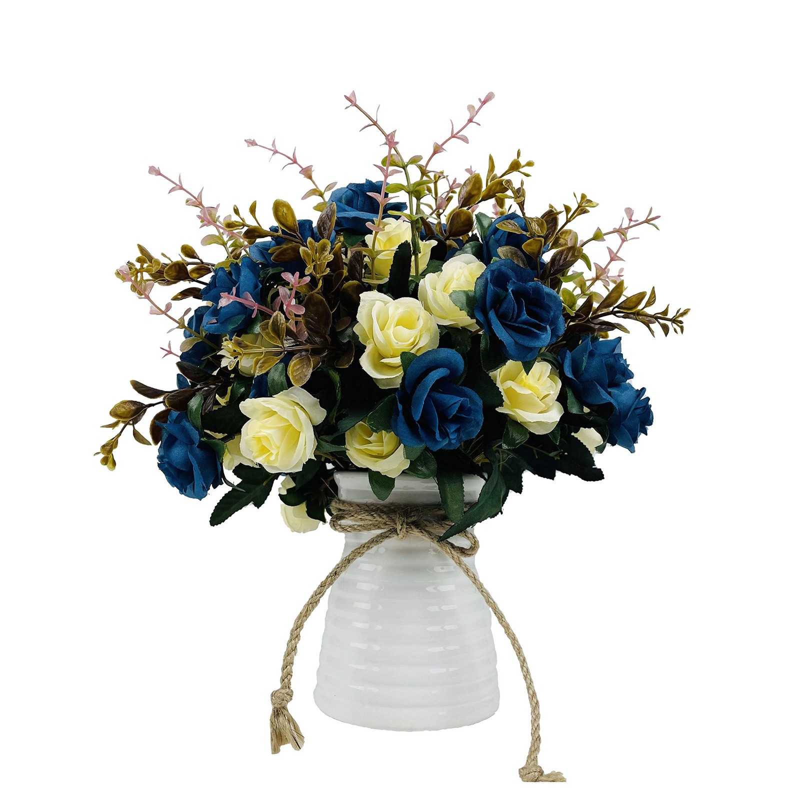 Artificial Flowers with Vase Faux Flower Arrangements Table Centerpieces Set