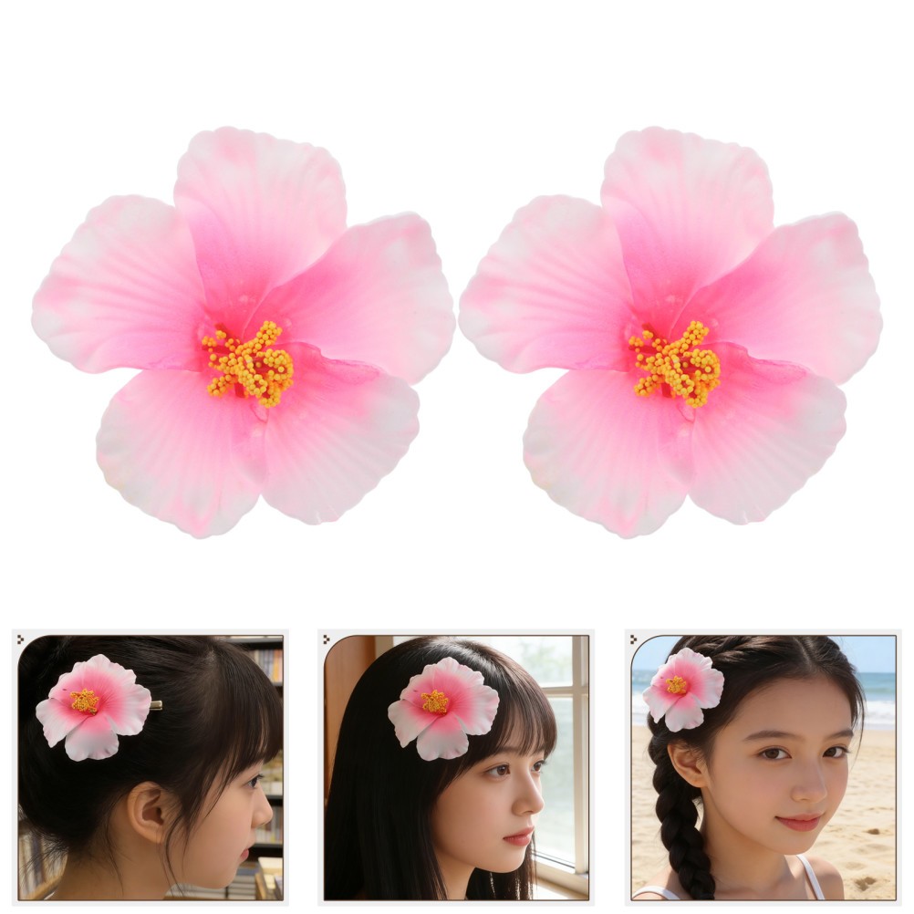 10Pcs Reusable Pink Hawaiian Hibiscus Flowers for Party Favors and Decor