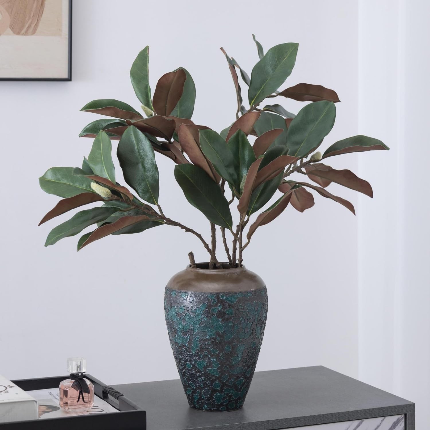 Artificial Magnolia Leaves Branches 27.5″ Magnolia Stems 3D Fake Magnolias Le…