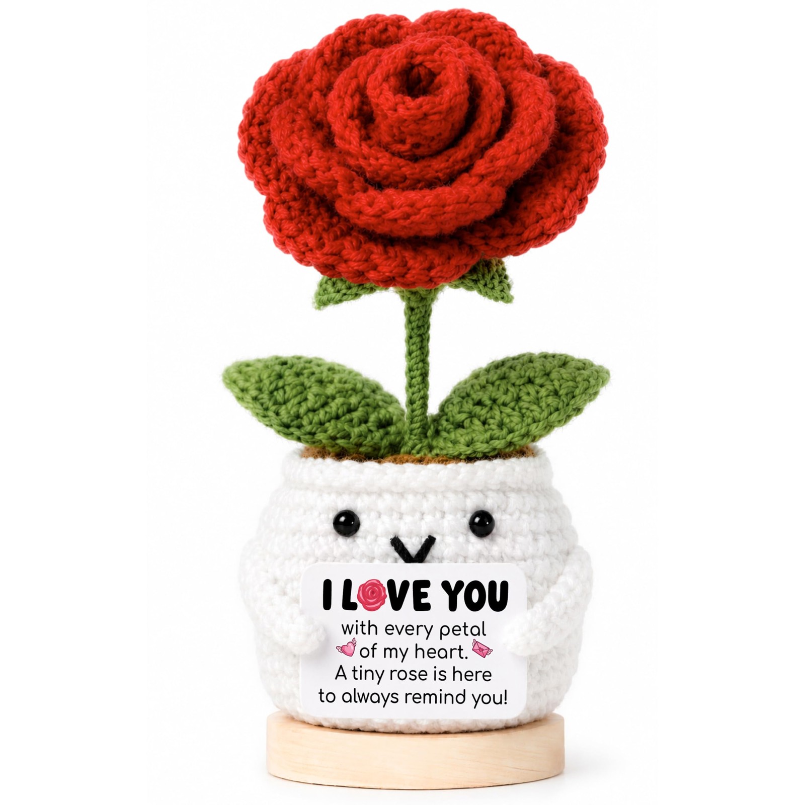 Positive Crochet Rose Flower Gift for Her, Romantic Anniversary Valentines Da…