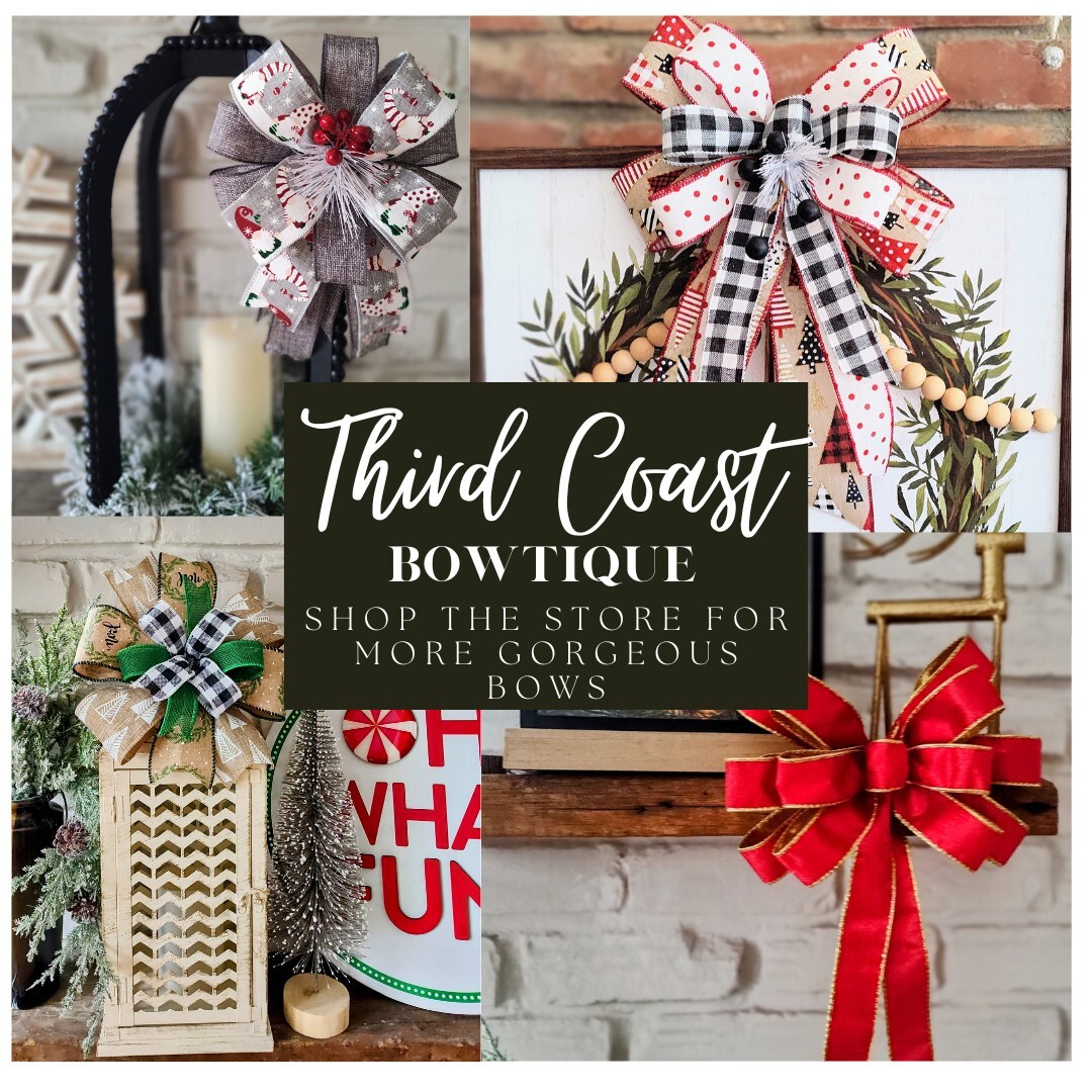 8×8 Sage, Berry, Gold Bow, Lantern Bow, Door Hanger Bow, Wreath or Swag Bow