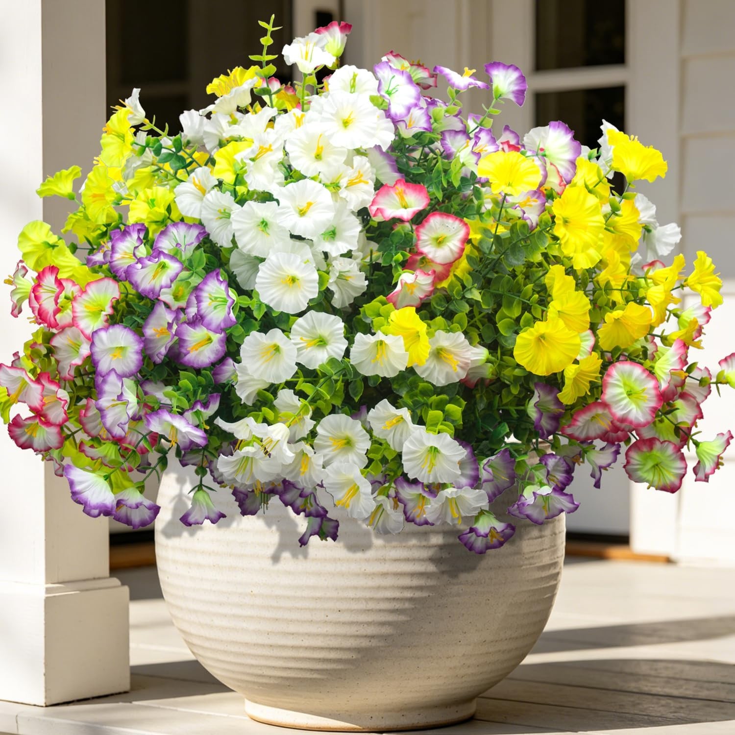 16 Bundles UV Resistant Morning Glory Fake Flowers for Outdoor Garden Decor