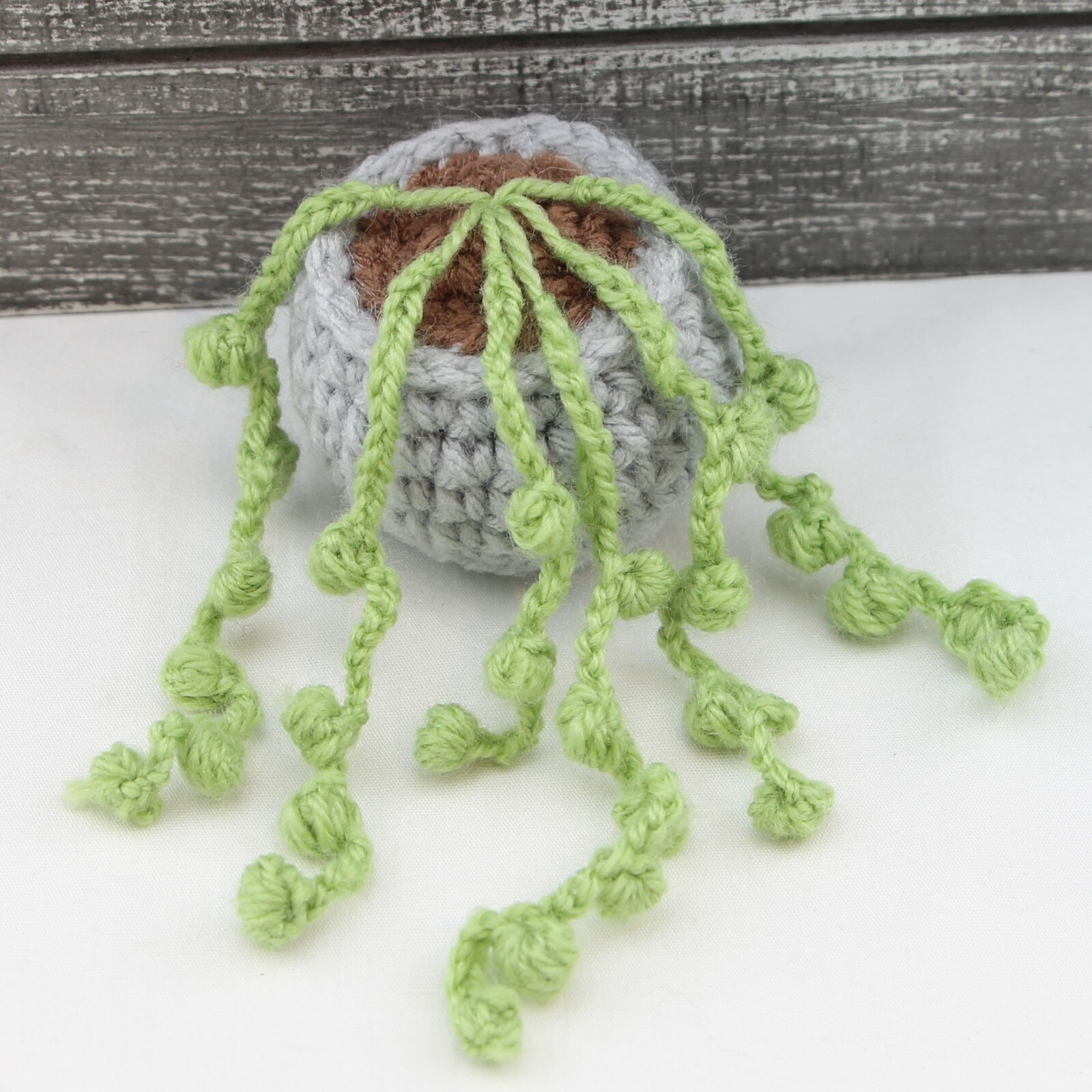 String of Pearls Plant with flowerpot, Handmade Crochet Succulent Home Decor