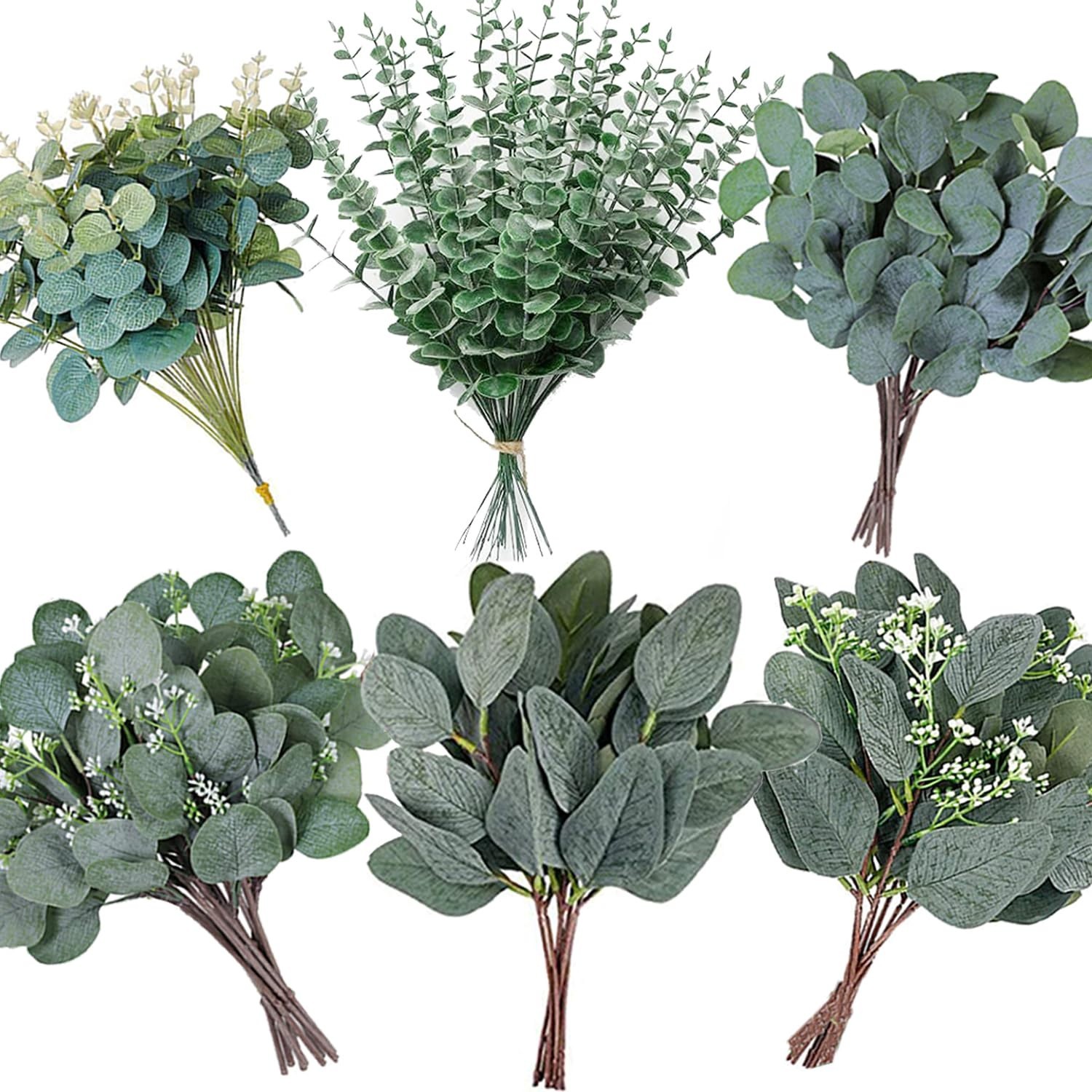 Bulk Artificial Eucalyptus Leaves Stems – Dried Silver Dollar Picks for Wedding