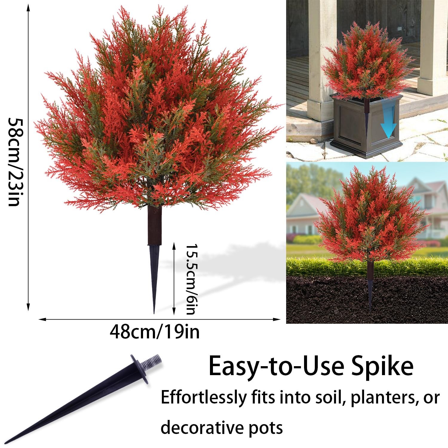 2pack 23Inch Realistic Artificial Autumn Plant Balls Simulation Cedar Trees, …