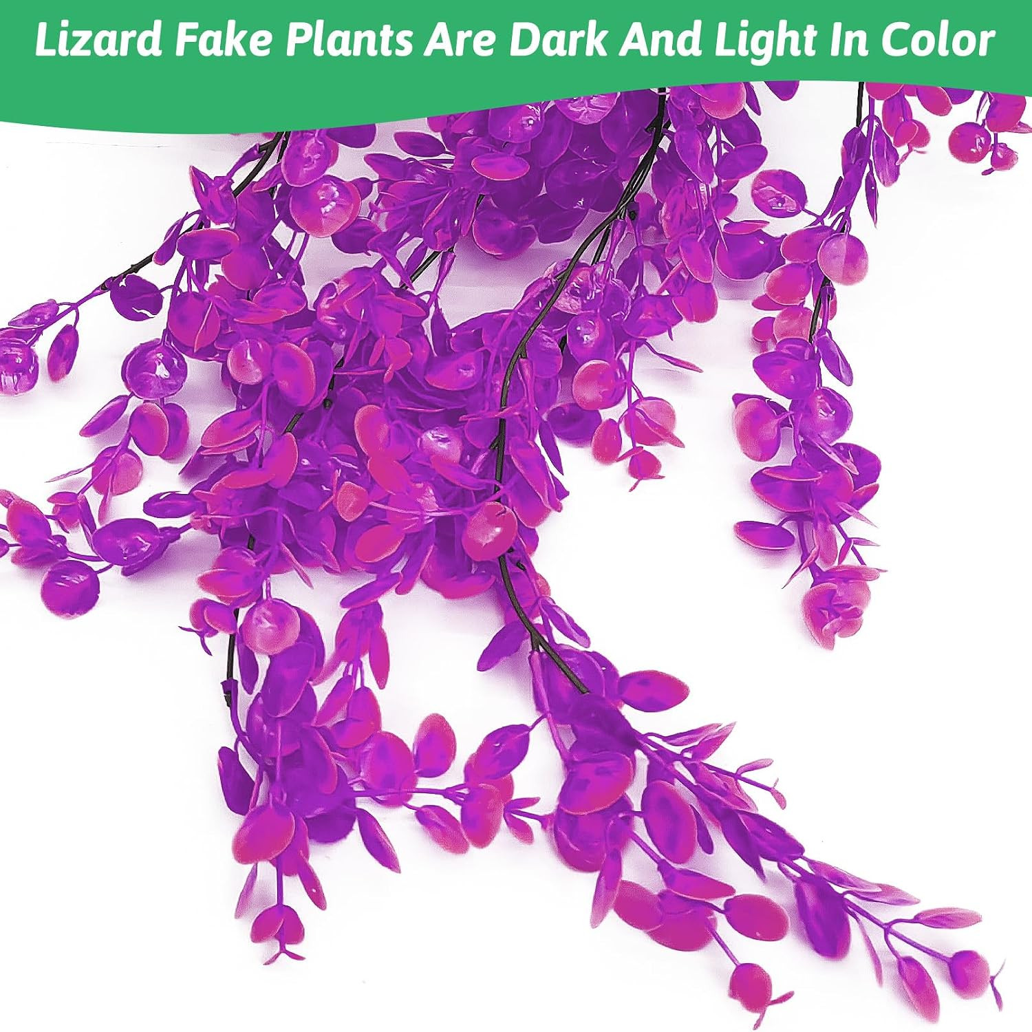 Fake Reptile Plants 2 Pack Hanging Fake Plants, Plants for Reptiles with Suction
