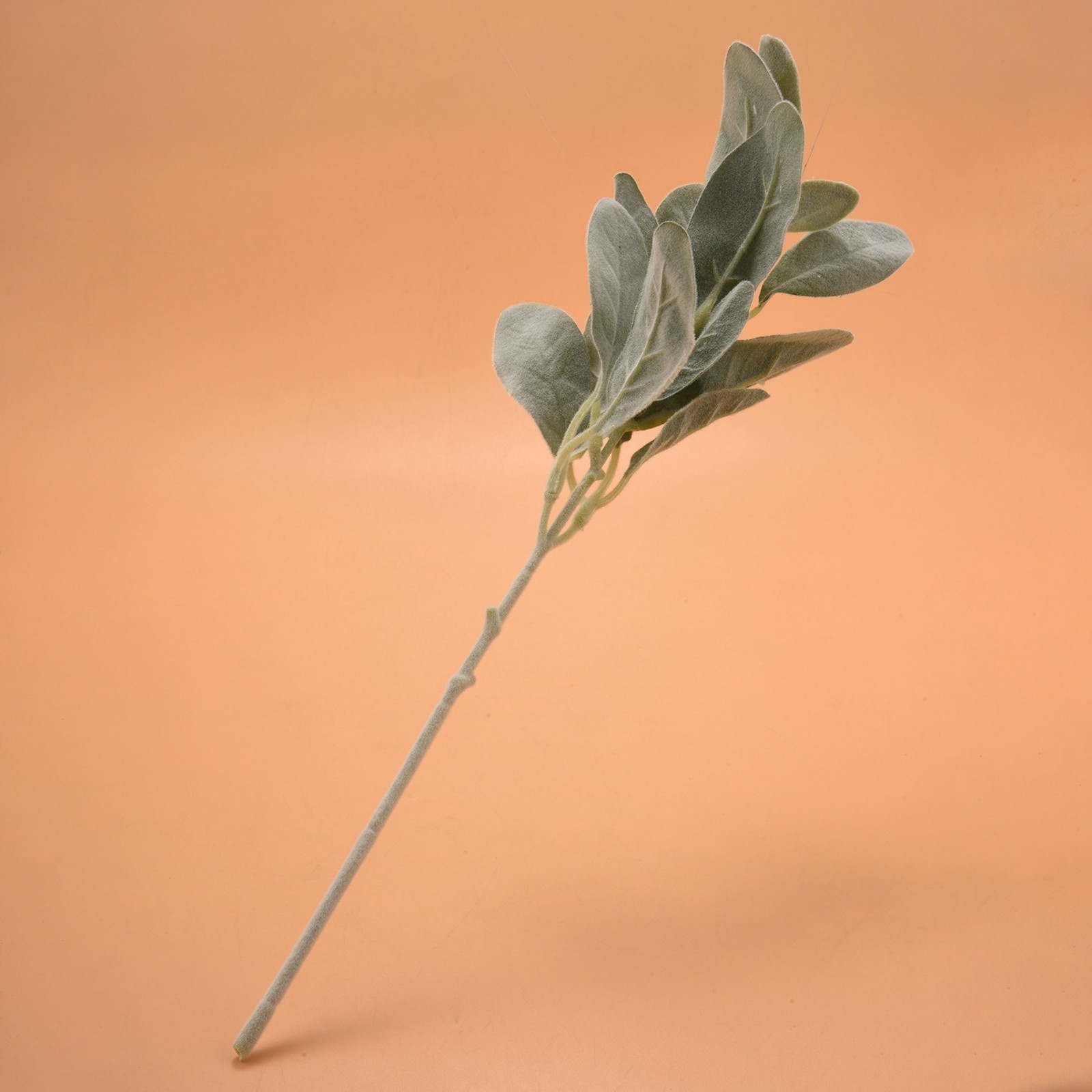 8Pcs Artificial Flocked Lambs Ear Leaves Stems Faux Lamb’s Ear Branches3778