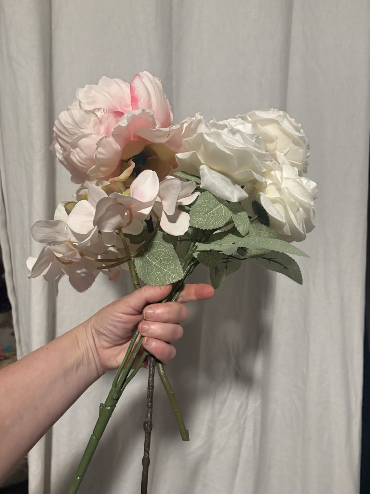 Artificial Silk Flower Lot Roses Peony Pink White Floral Craft Wedding Decor