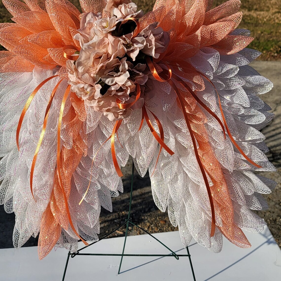 wreaths for front door, angel wings, choose your color, funeral wreath, wreath