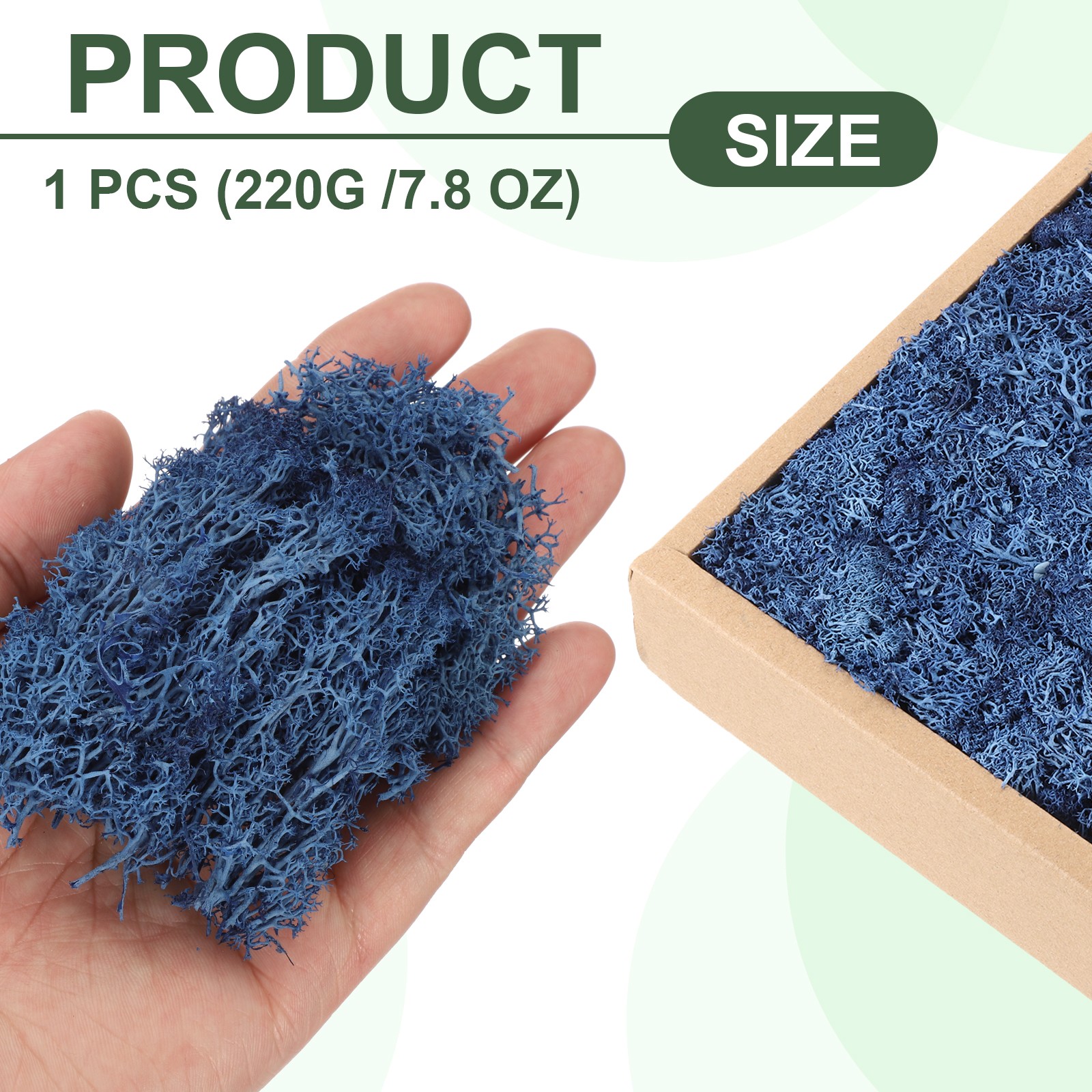 7.8oz Preserved Reindeer Moss, Dark Blue Decorative Artificial Fake Moss