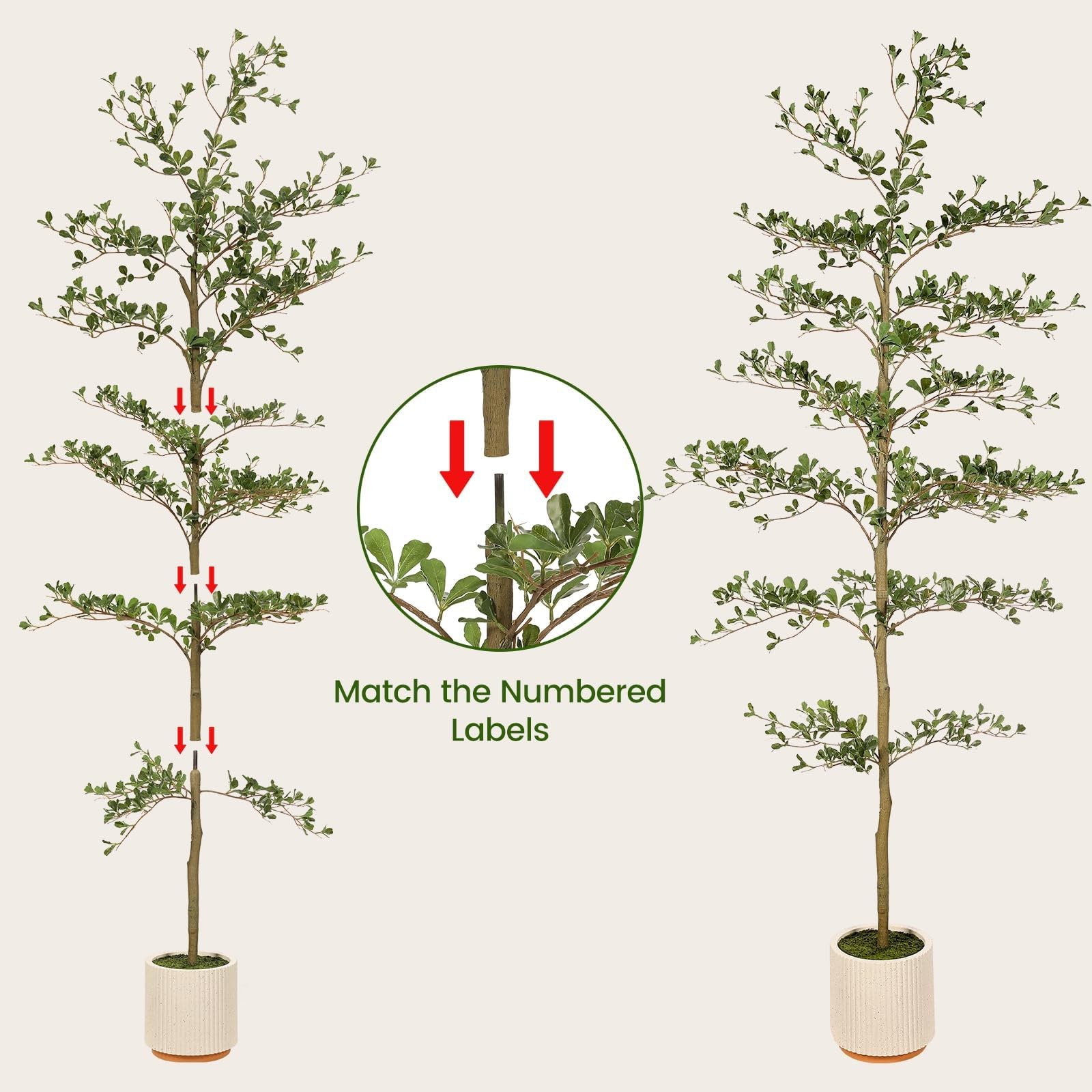 FEELEAD Faux Black Olive Tree 7ft with Natural Branches and Realistic Leave |…