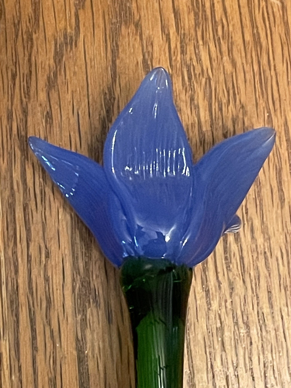 Vtg Murano Style Lot 4 Hand Blown Art Glass Long Stem Flower Bouquet 19″-20″