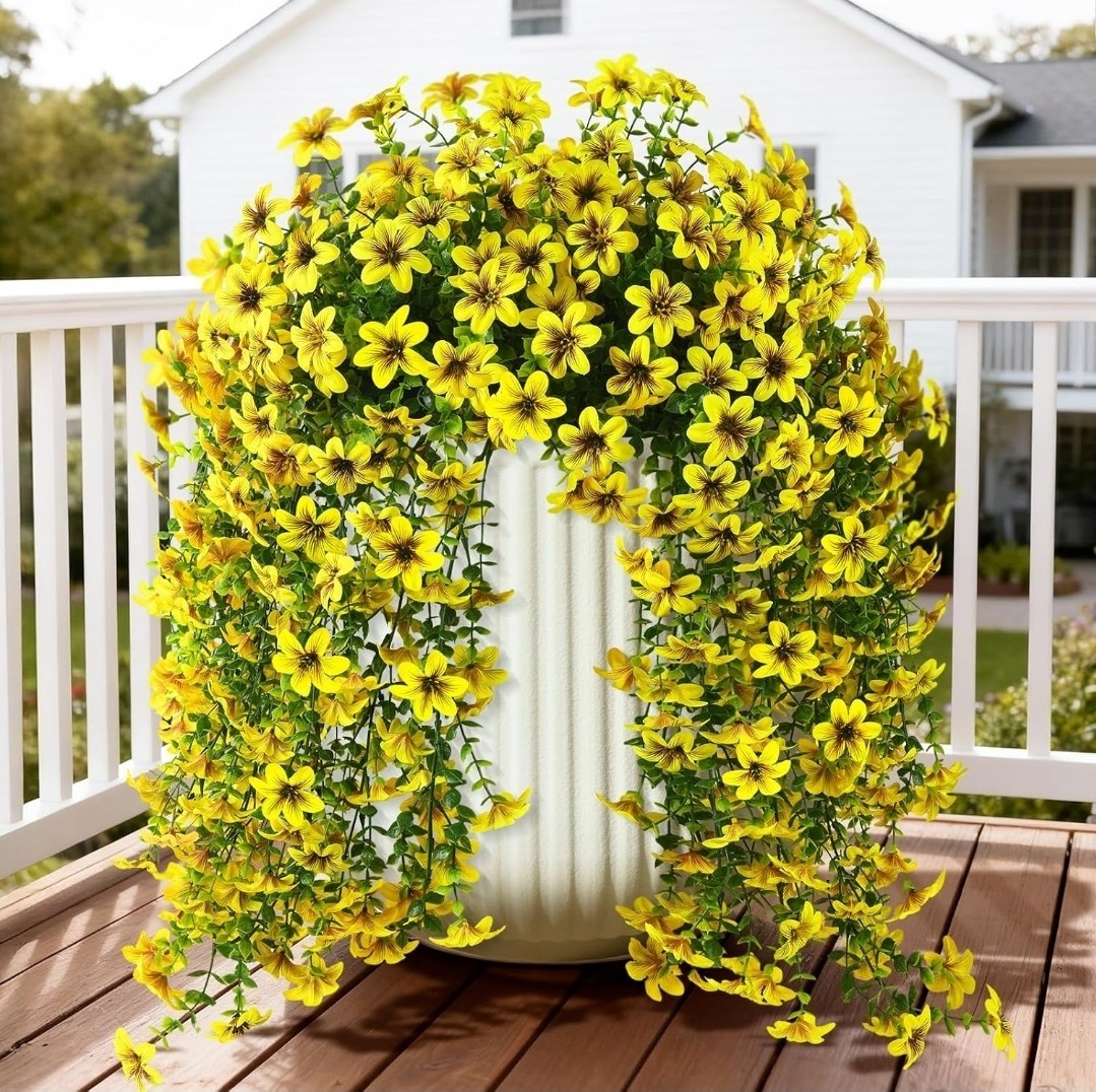 Artificial Hanging Flowers Plants for Outdoor Spring Summer Decoration, 2PCS