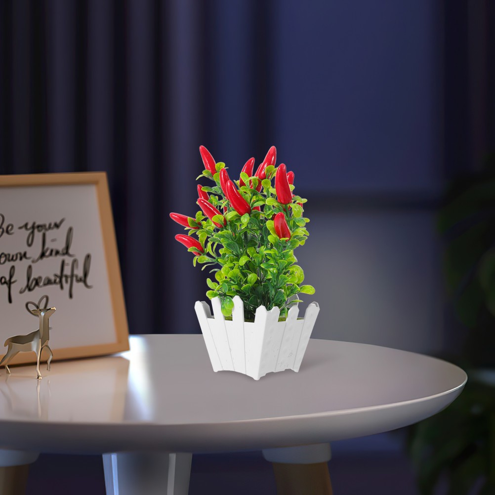 3Pcs Artificial Mini Red Pepper Bonsai Plants Reusable Plastic Indoor Decoration