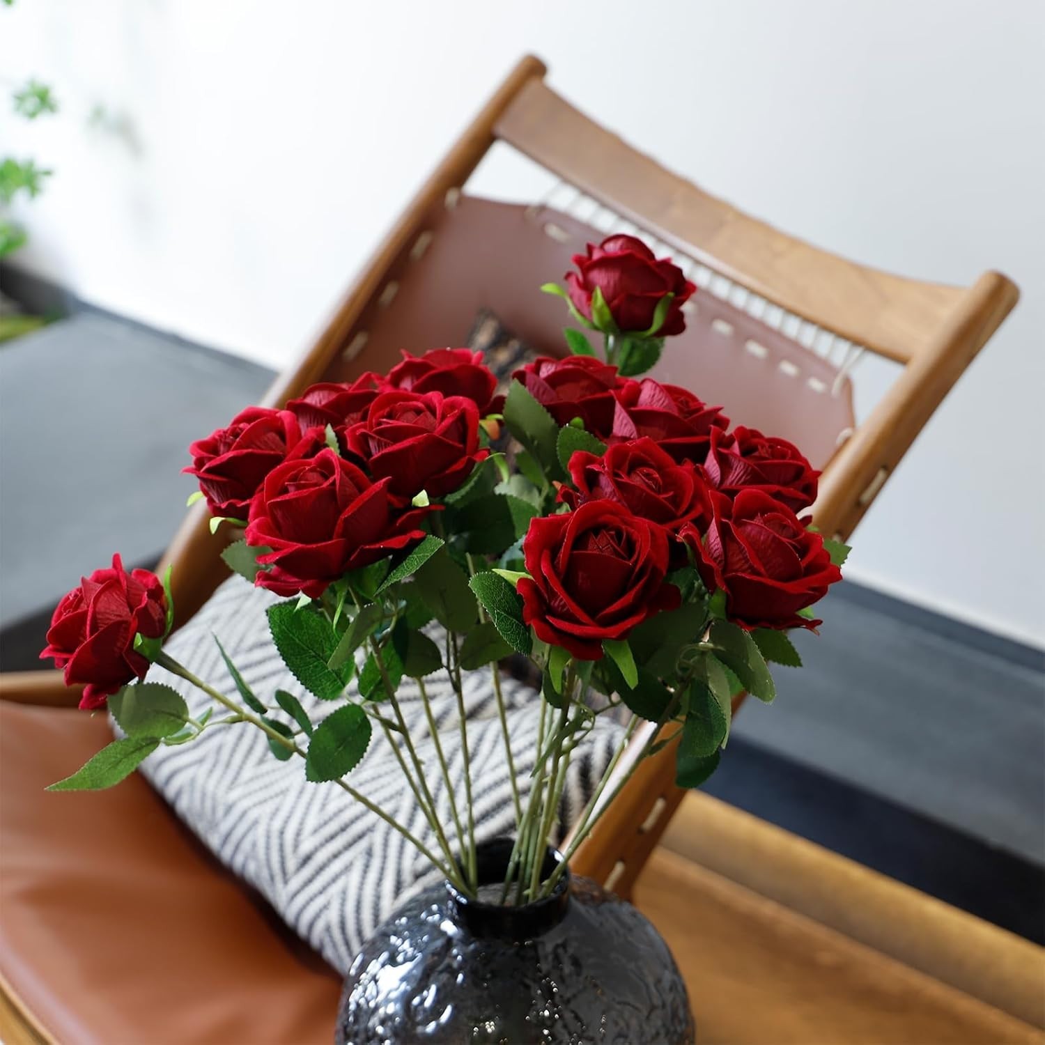 12 Pcs Silk Rose Flowers with Long Stems for Elegant Decor