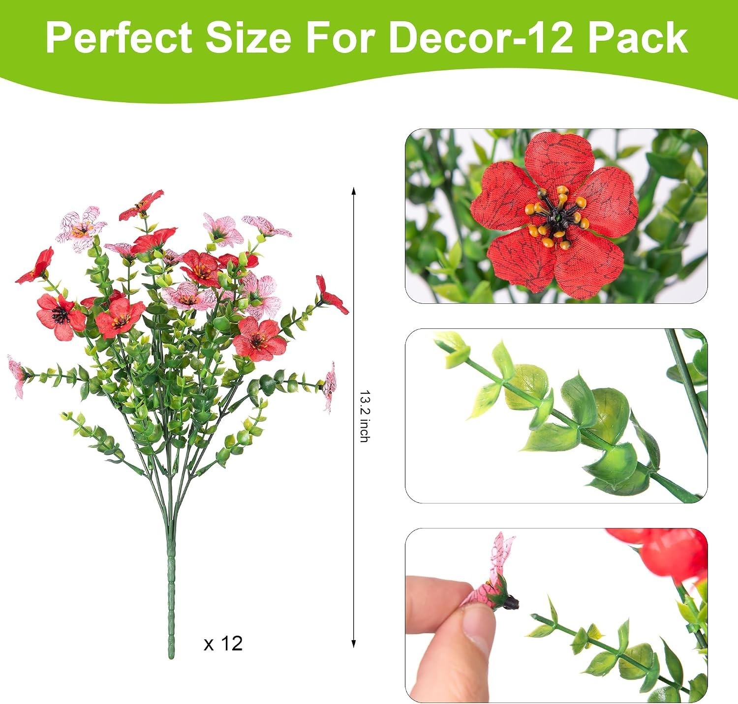 Artificial Fake Mums Flowers for Outdoor Spring Summer Decor, 12 Bundles Faux…