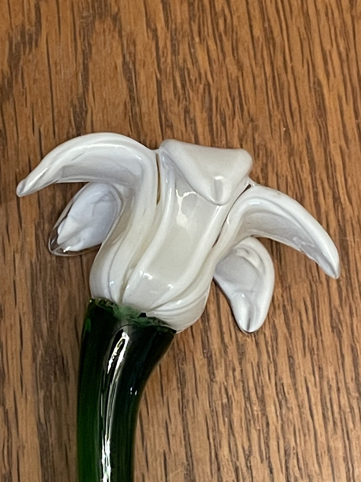 Vtg Murano Style Lot 4 Hand Blown Art Glass Long Stem Flower Bouquet 19″-20″