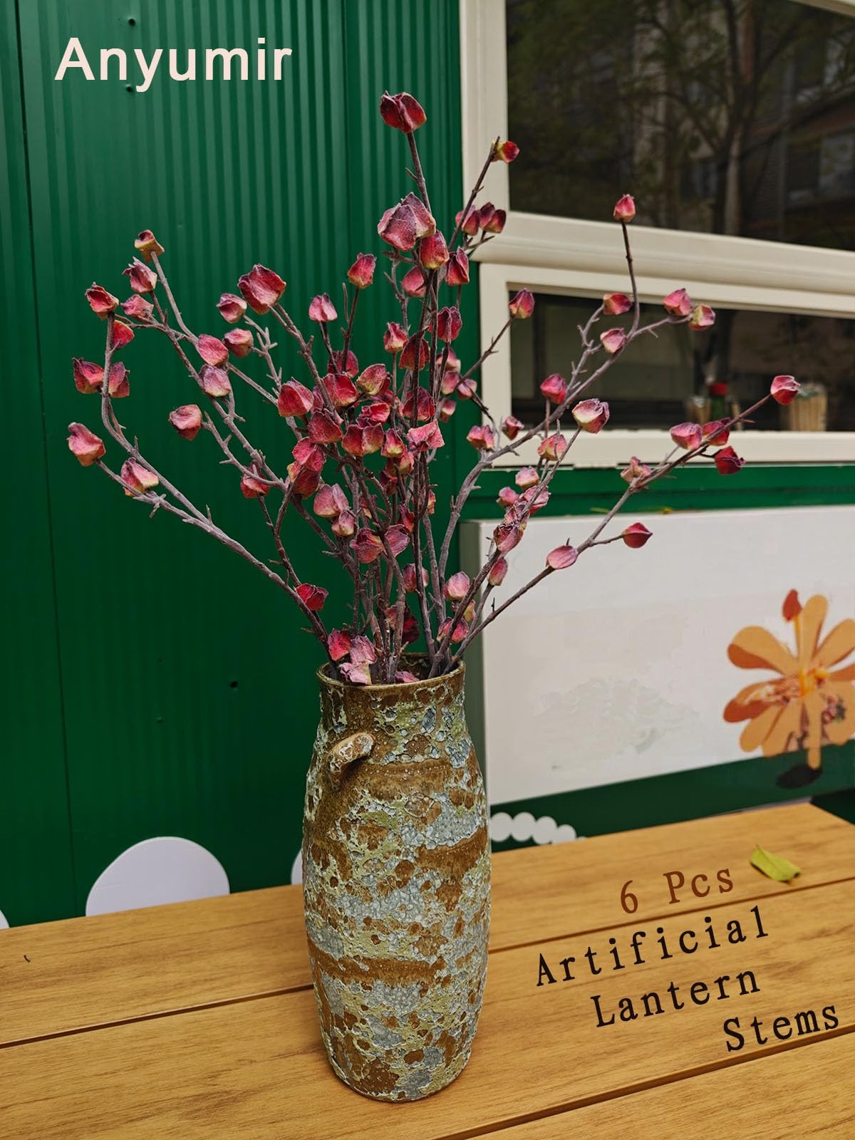 3Pcs Faux Stems for Tall Vases, 35.4 Inch Bendable Red Branches with Frosted …