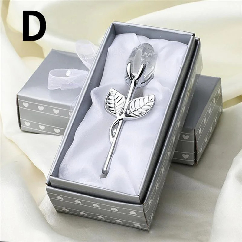 6 Colors Crystal Glass Rose Flower Figurines Craft Valentine’s Day Favors X’mas