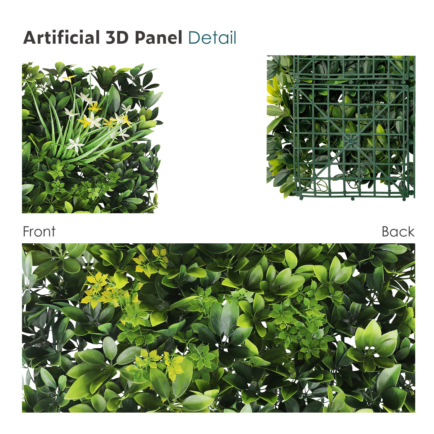 20″x20″ Artificial Faux 3D Mixed Panel Leaf Privacy Fence Screen Decor Hedge #6