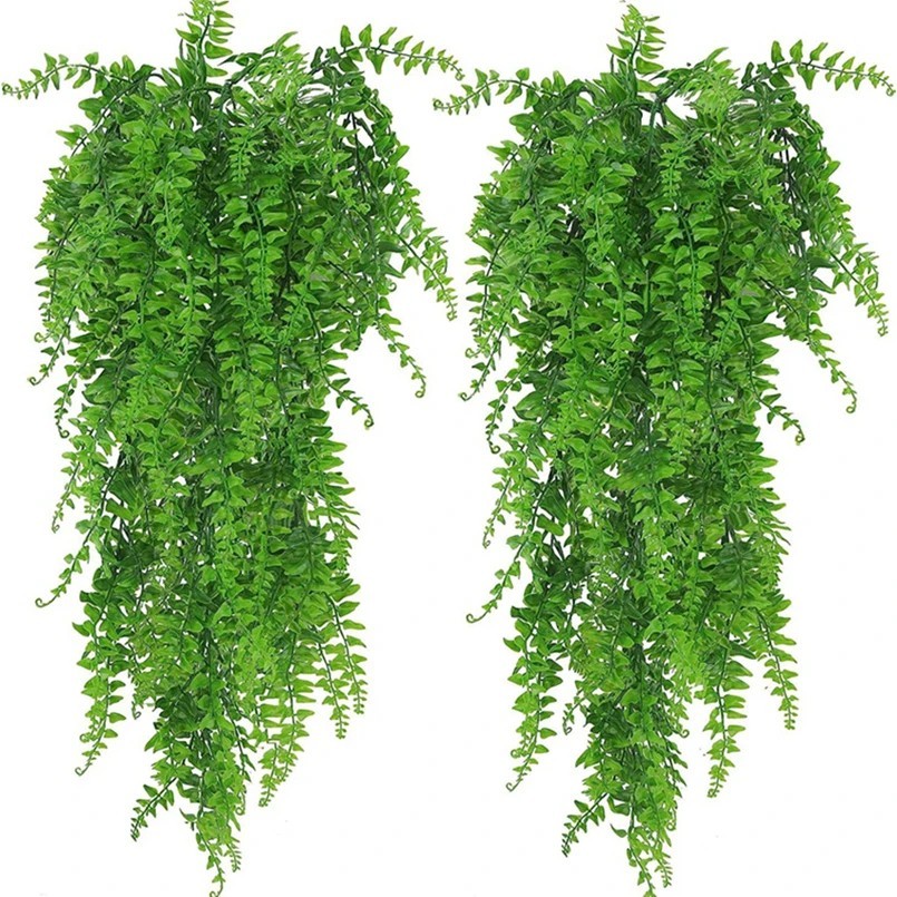 4Pcs Artificial Boston Fern Hanging Vine Foliage Silk Plant Home Decor