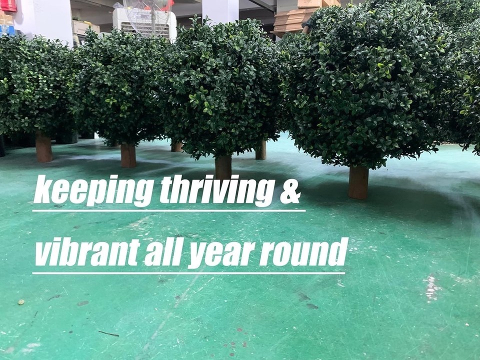 kyesyes Artificial Boxwood Ball Bush 27″ Tree UV Resistance Rated with Spike. Ea