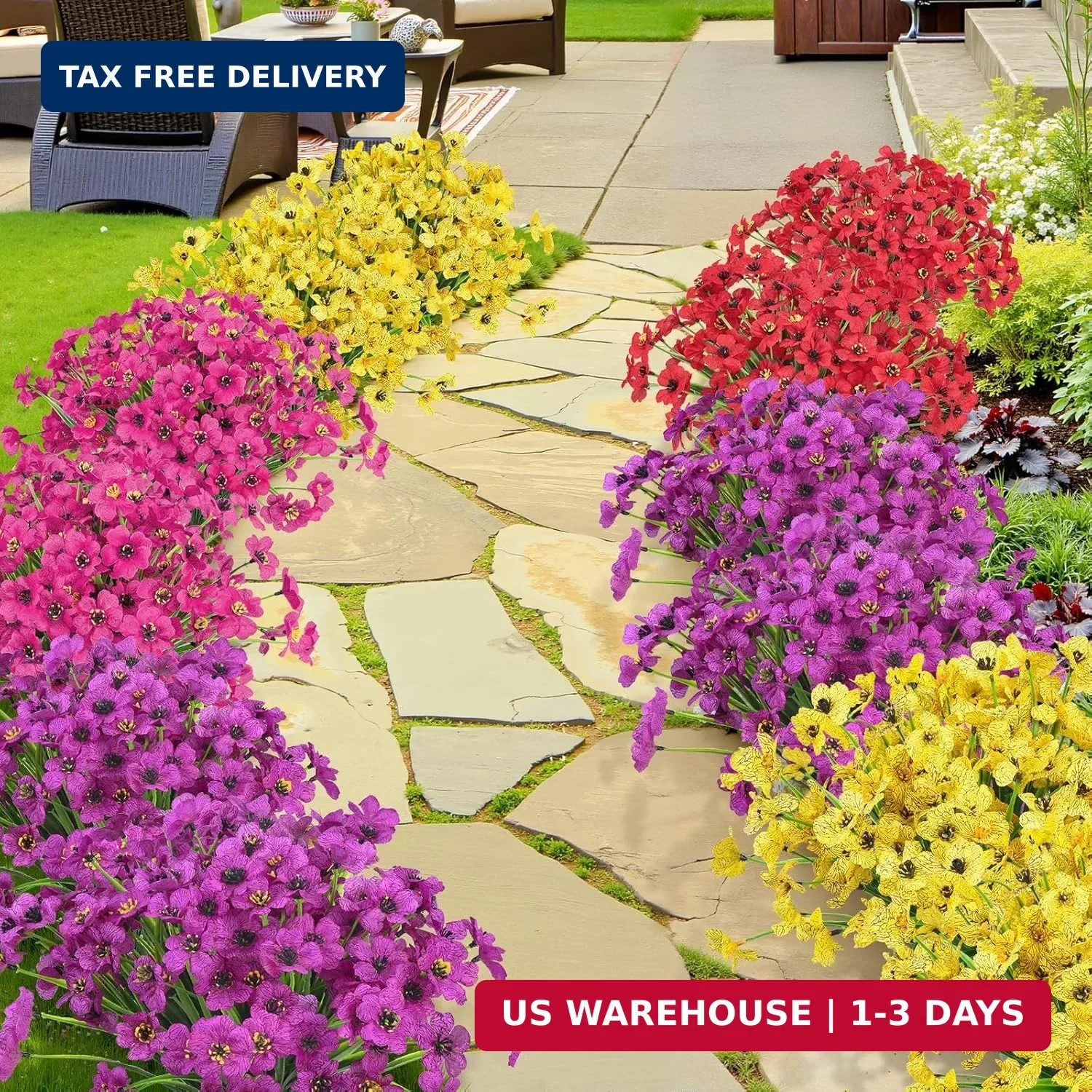 Ouddy Decor 12 Bundles Artificial Flowers for Outdoors Fake Silk Flowers UV Resi