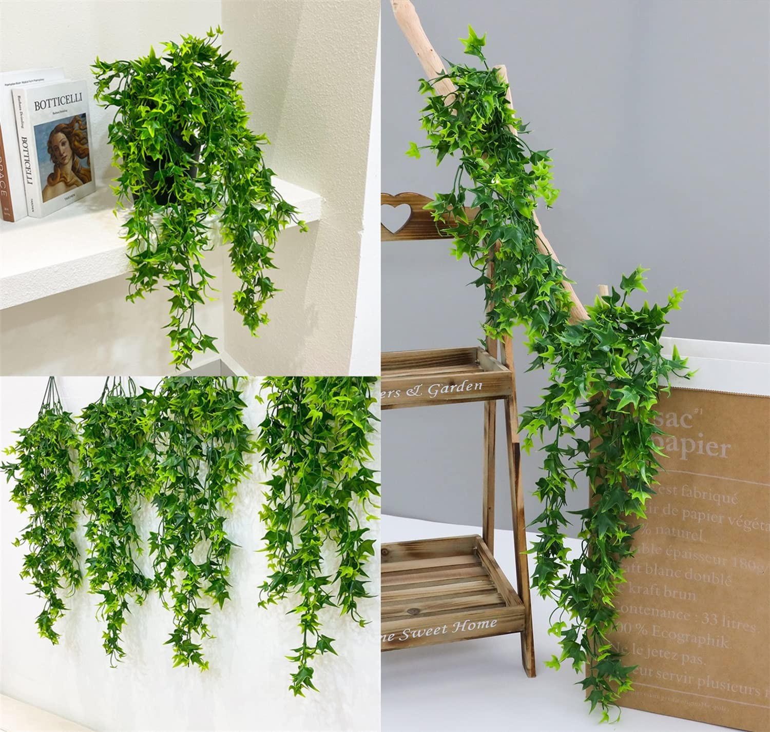 Artificial Hanging Vine, Faux Vines Ivy Leaves Outdoor Fake Hanging Plants Lu…