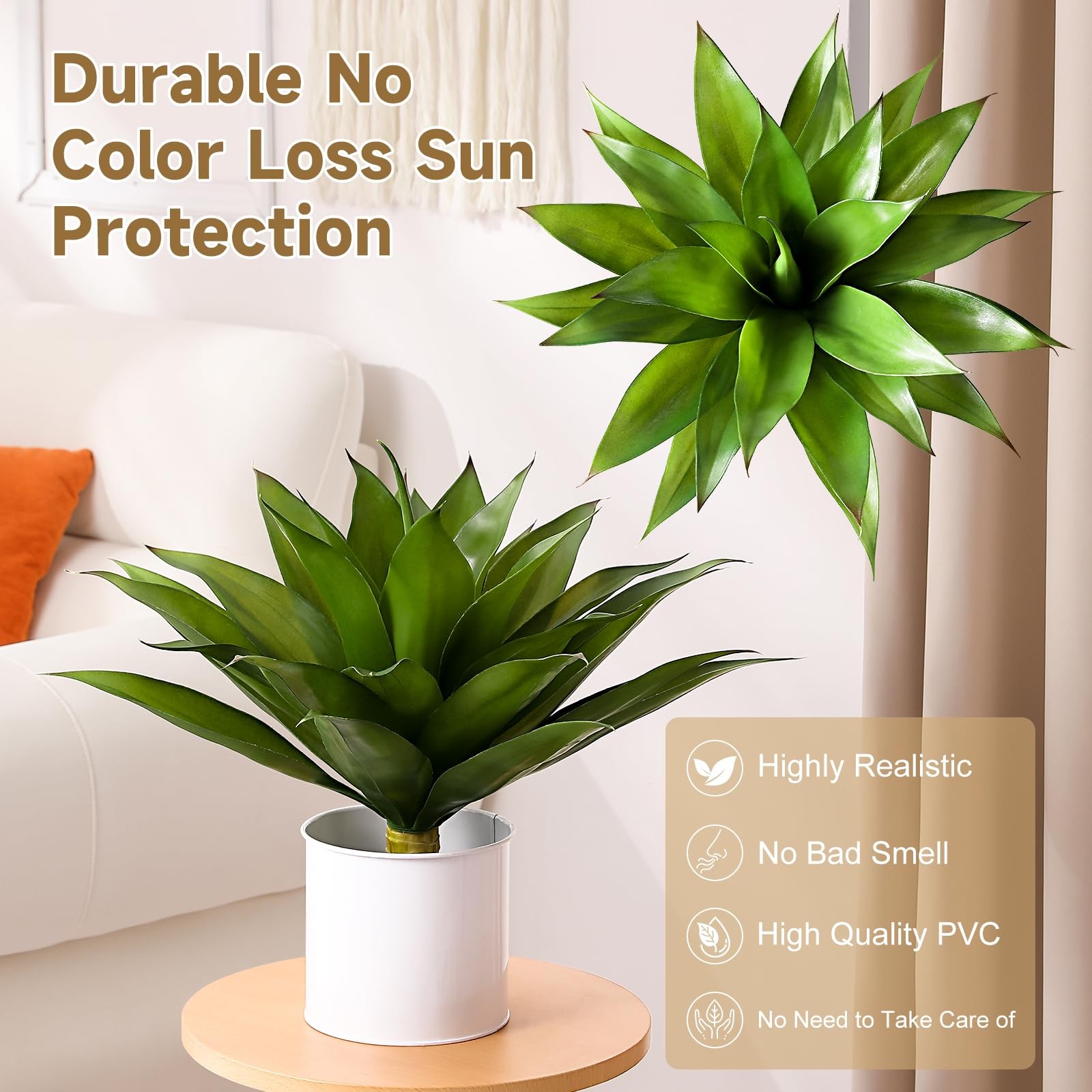 Best JUSTOYOU 28″ Artificial Agave Plants Outdoor Large Fake Faux Succulents for