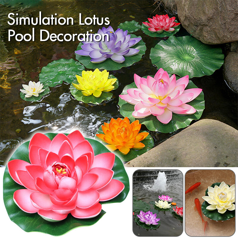 Floating Lotus Artificial Flower Home Garden Pool Decoration Fake Plant Decor