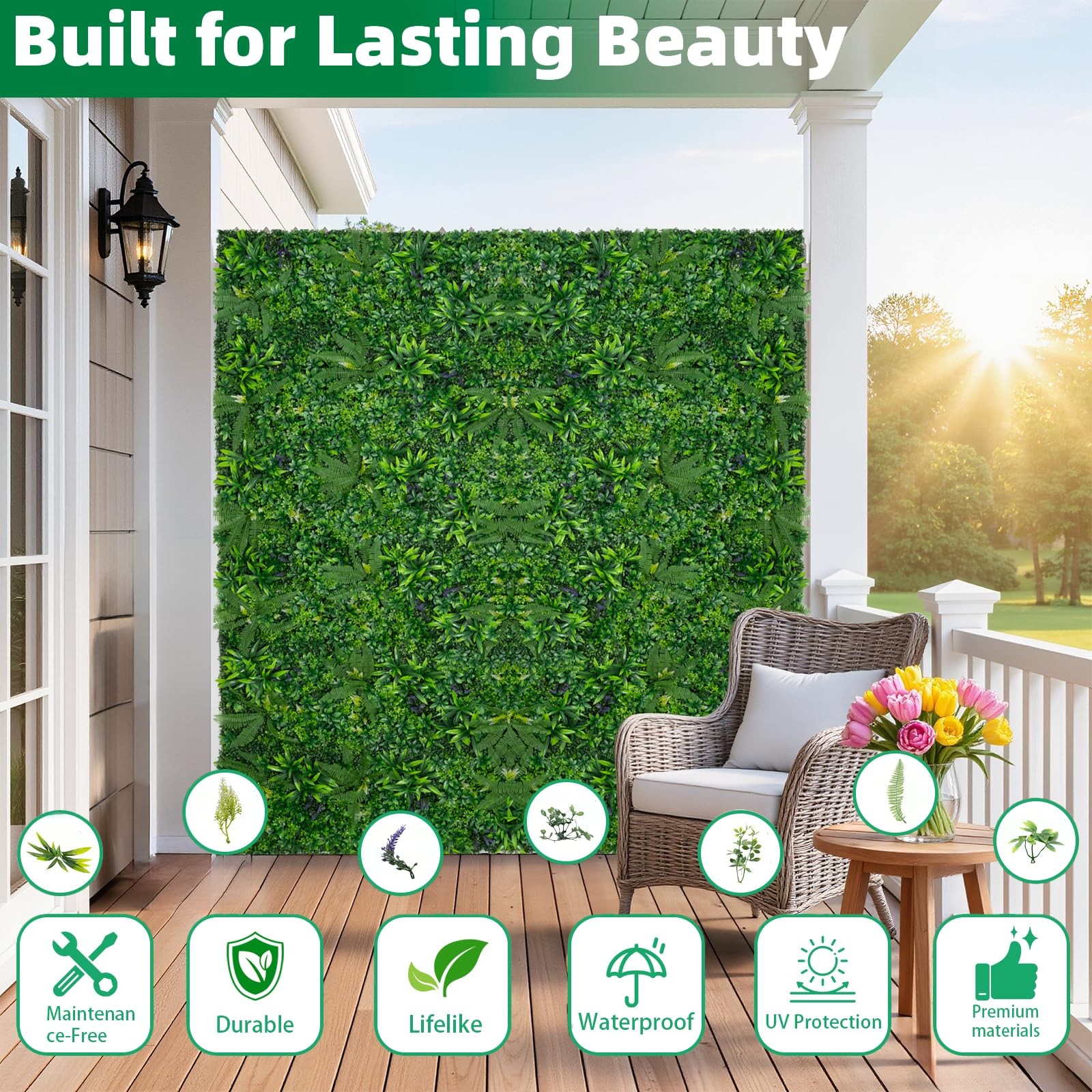 SylvanVerse Artificial Boxwood Roll, 60×120 in(50 sqft) UV-Anti Faux Ivy Gras…