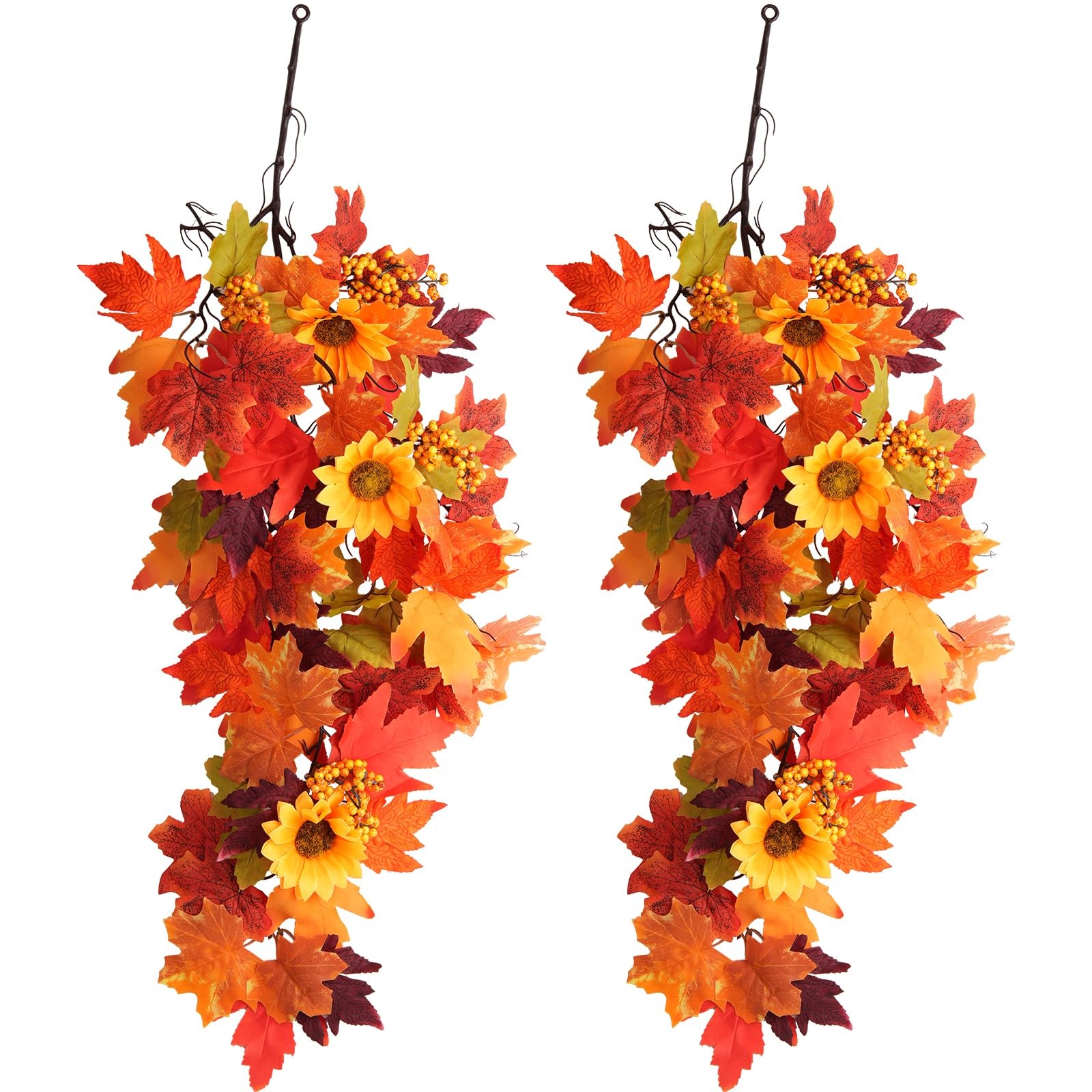 2Pcs Fall Hanging Maple Leaves Plants Fall Wall Decor Hanging Plants Artifici…