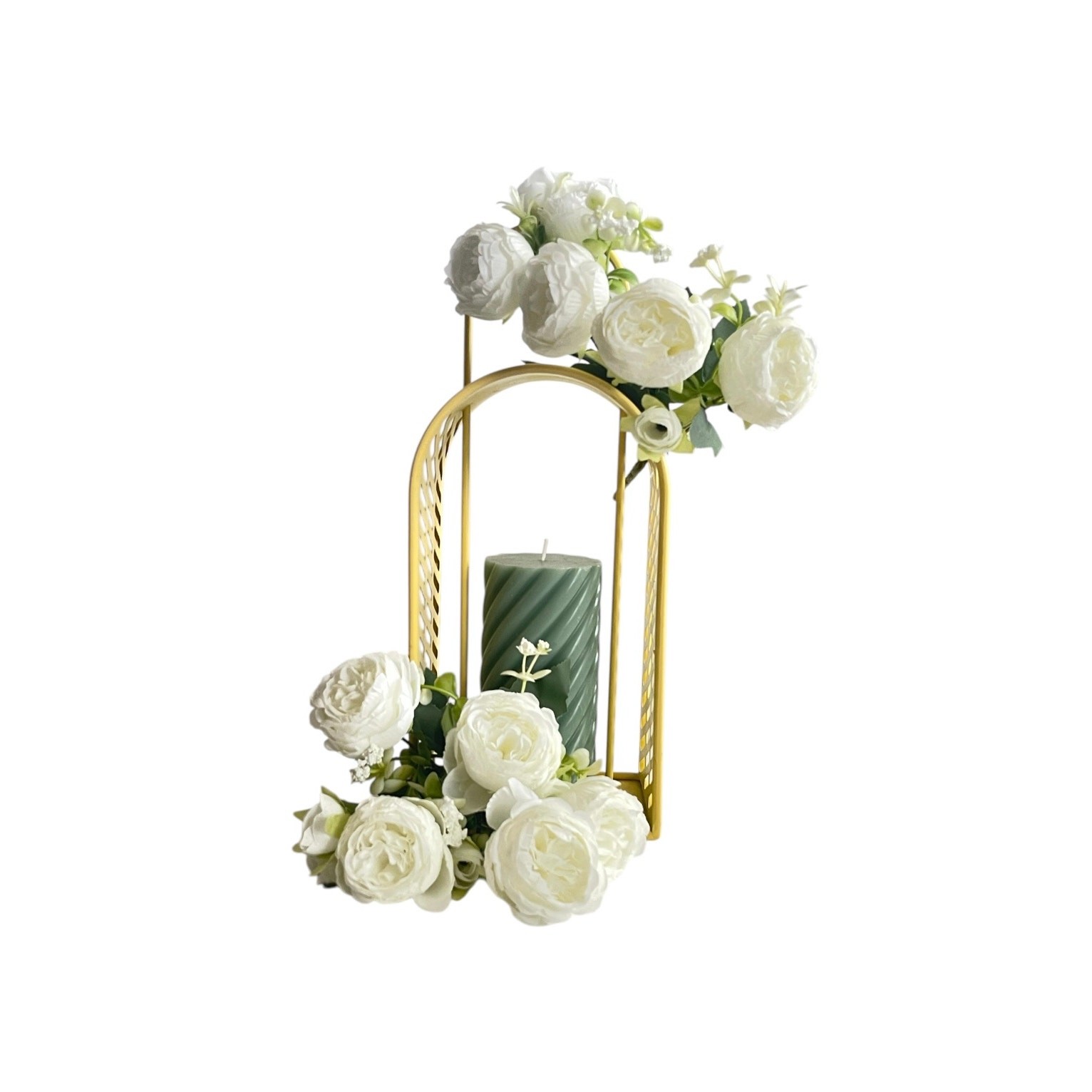 Metal Yellow Decorative Candleholder Centerpiece
