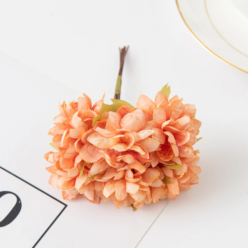 6Pcs/lot 11Cm Mini Silk Artificial Carnation For Christmas DIY Wreath Home Decor