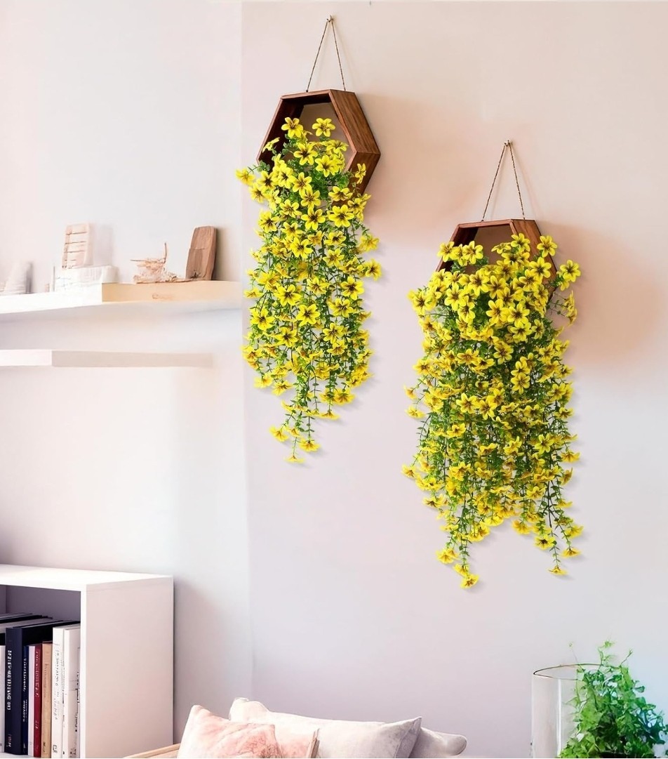 Artificial Hanging Flowers Plants for Outdoor Spring Summer Decoration, 2PCS