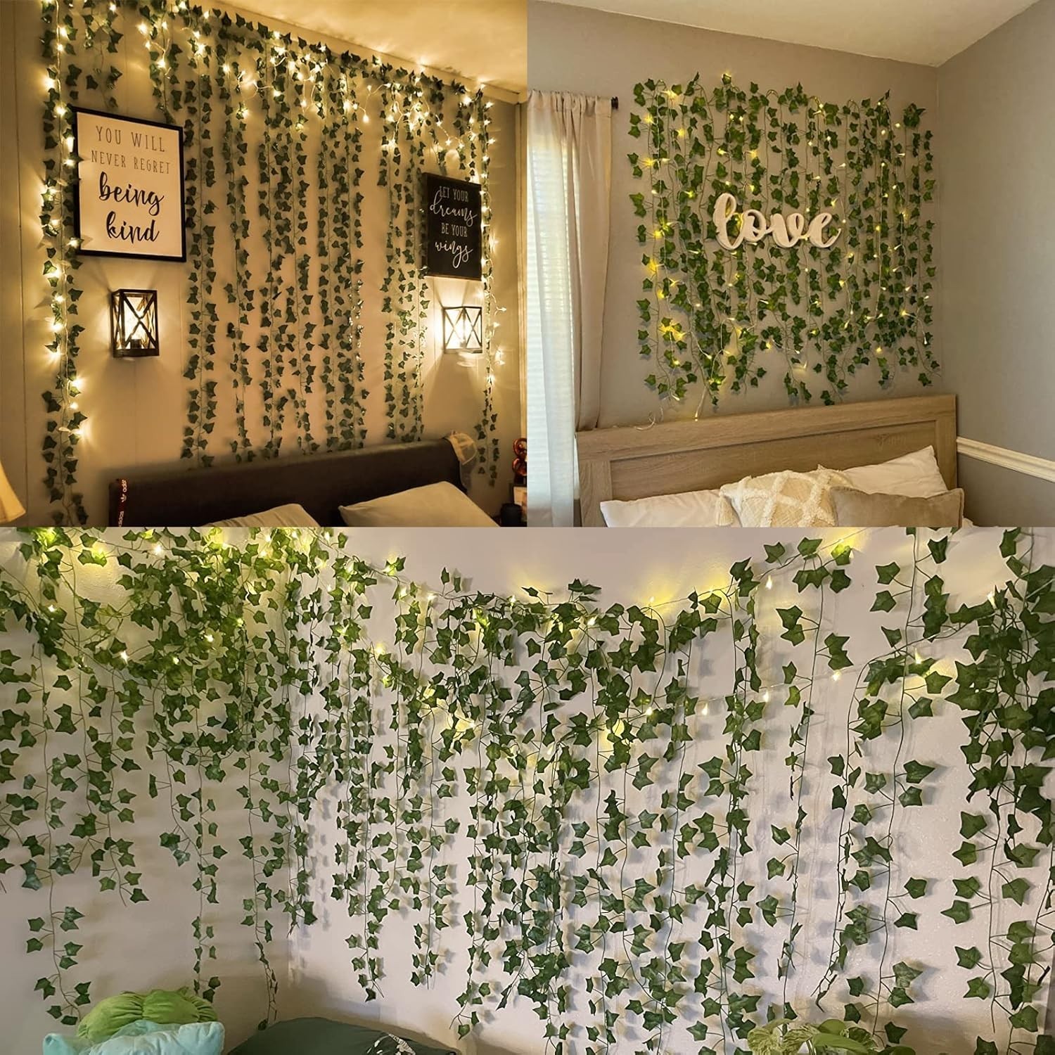 173 FT Hanging Ivy Vines with 200 LED Warm Lights – Elegant Home & Wedding Decor