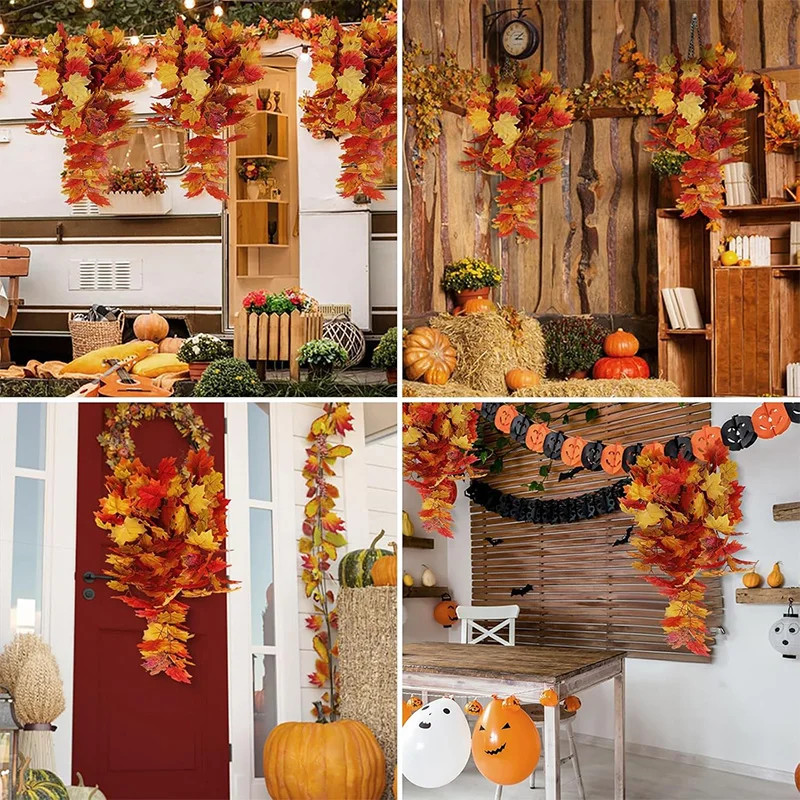 Artificial Maple Leaf Garland 75CM Autumn Leaves Vine Fake Plants for Home Decor