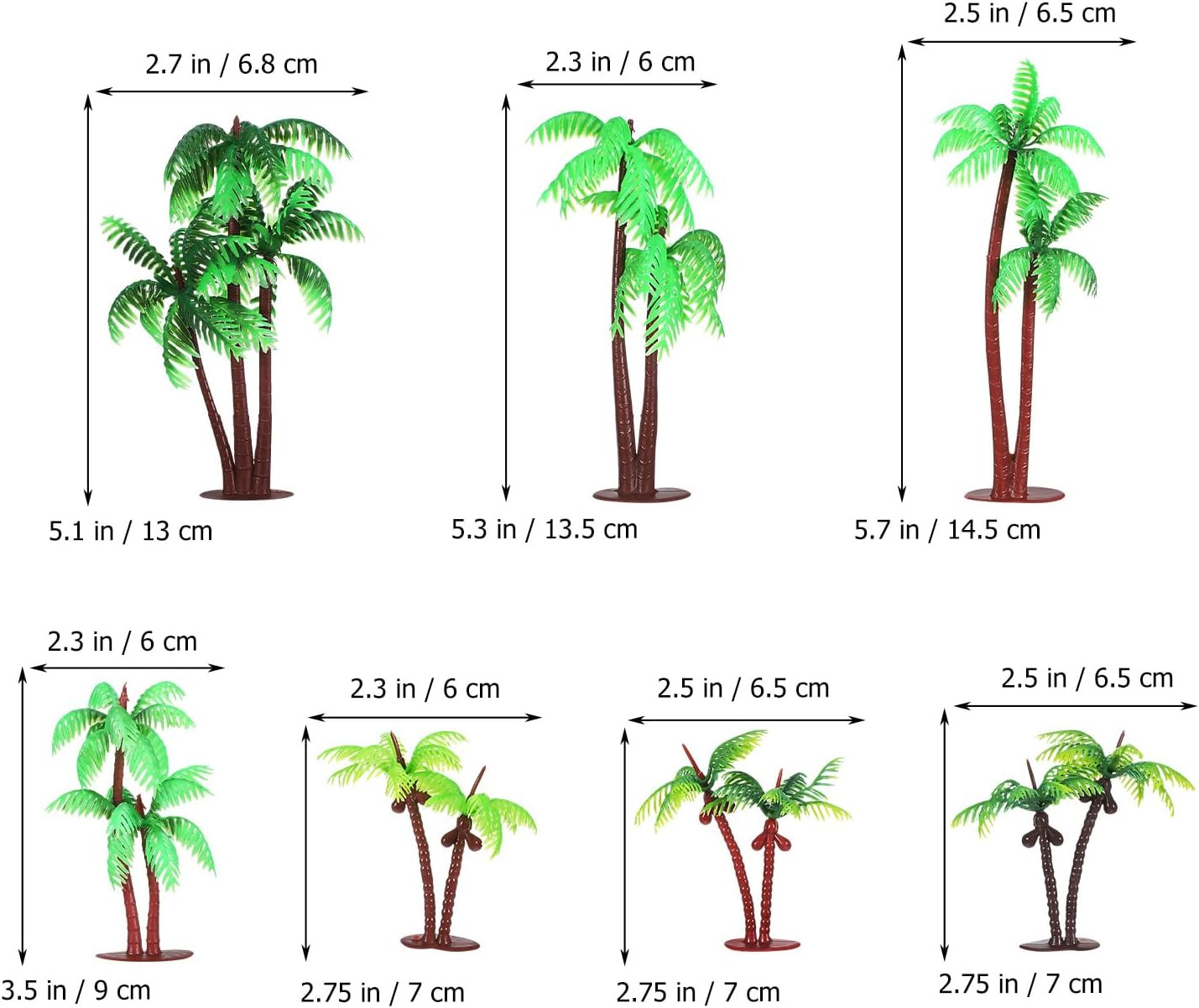 31 Pcs Plastic Coconut Palm Tree Model Set Miniature Tropical Artificial Palm Tr
