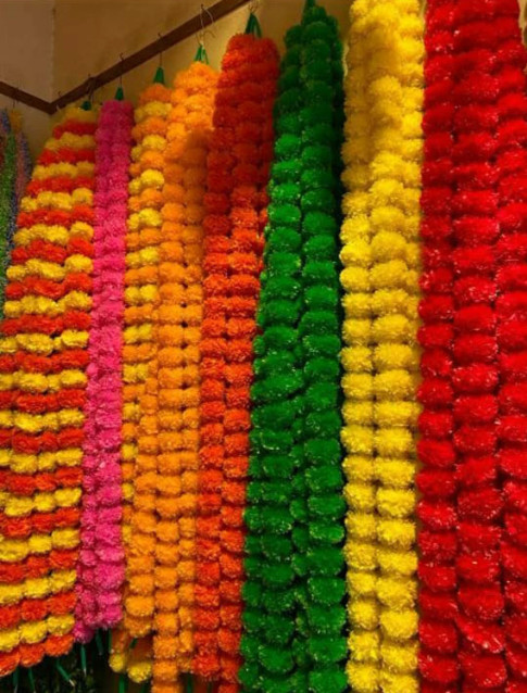 100Pcs Set Artificial Marigold Flower Garlands Diwali Indian Wedding Decoration