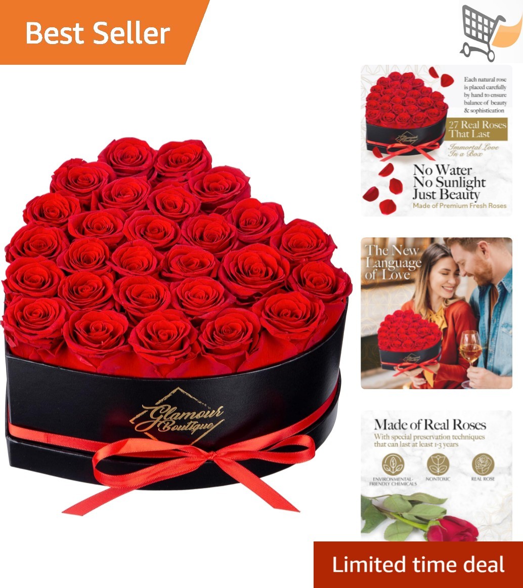 27 Flower Forever Heart Shape Box Preserved Roses Gift for Her Long Lasting