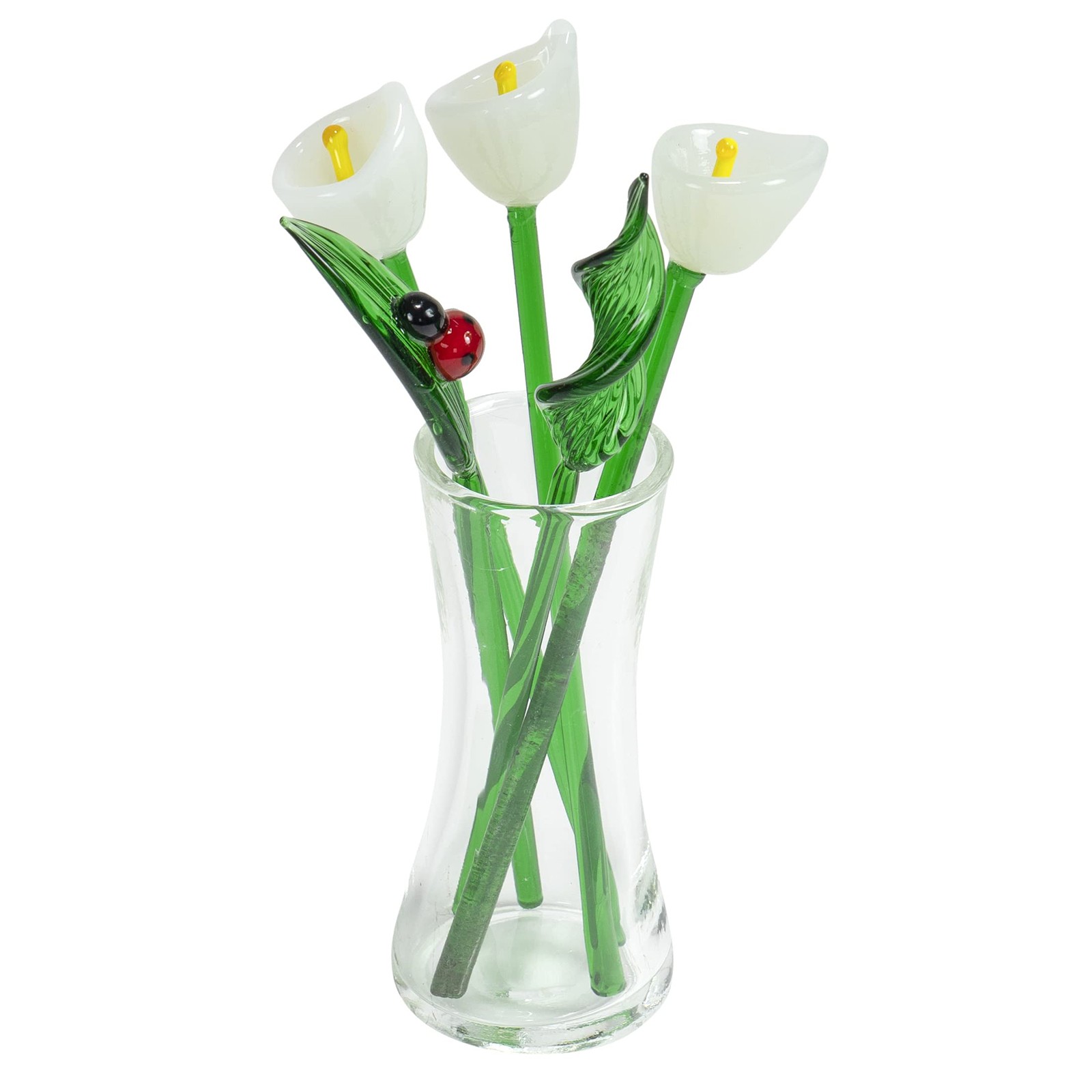 Decorative Glass Flower Bouquet with Vase, Gift Boxed – White Calla Lilies