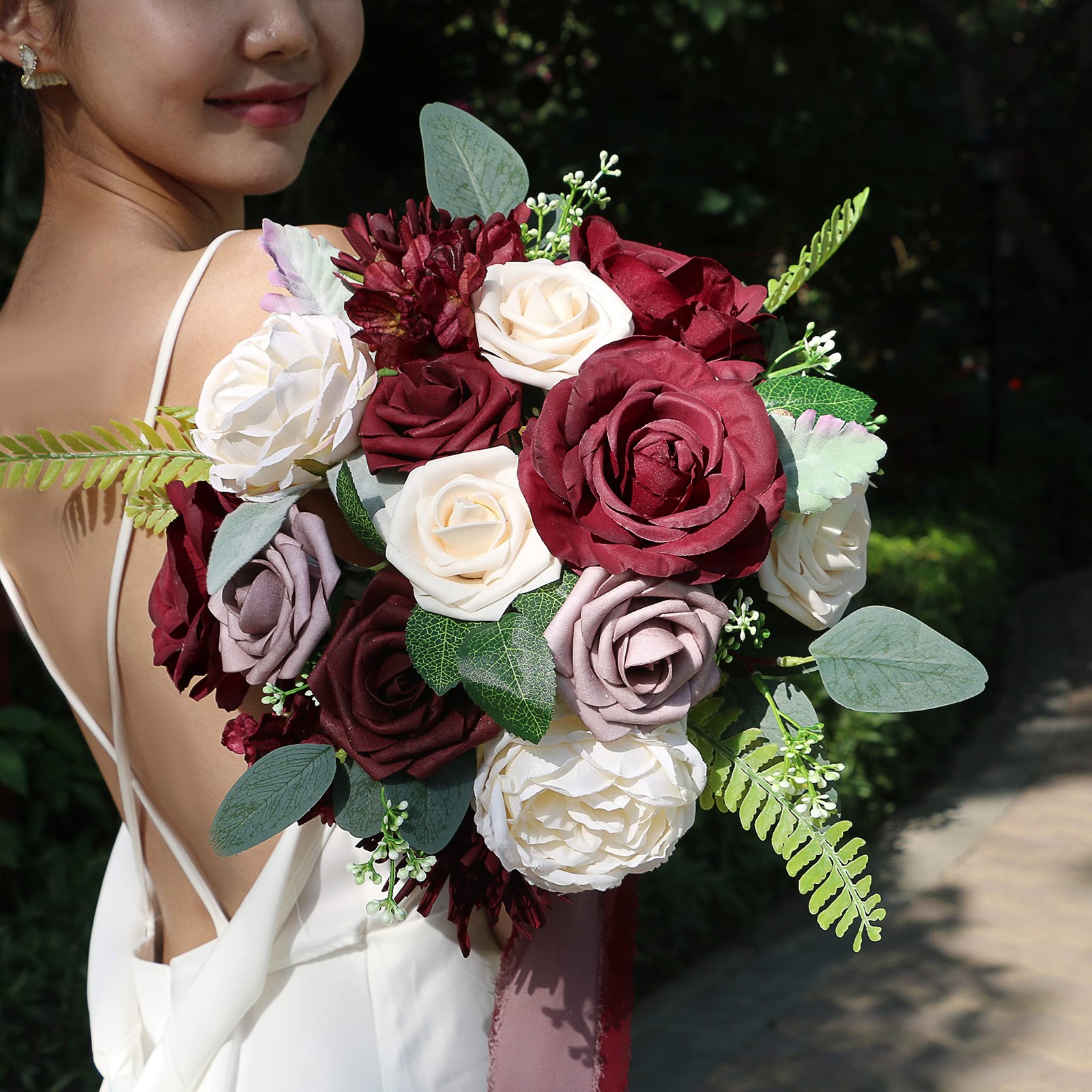 Burgundy Artificial Flowers Wedding Combo DIY Bouquets Centerpieces Dusty Rose