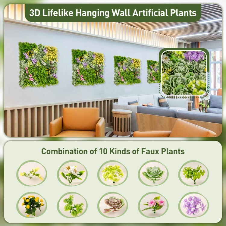 20″x20″ Fake Hanging Plants Artificial Succulents w/10Types of Mixed Faux Plants