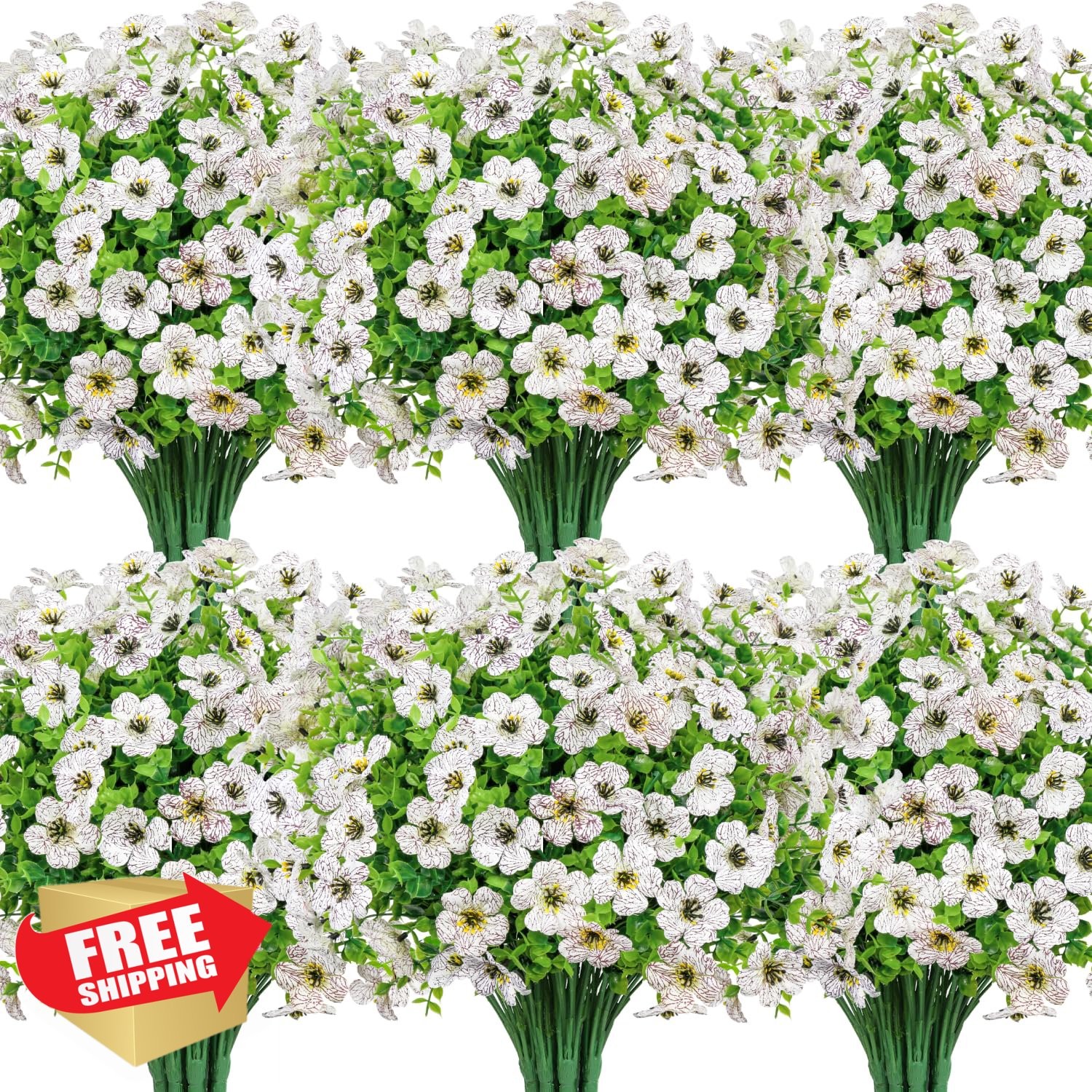 Besteek 20 Bundles White Daisy Eucalyptus Artificial Flowers Outdoor UV