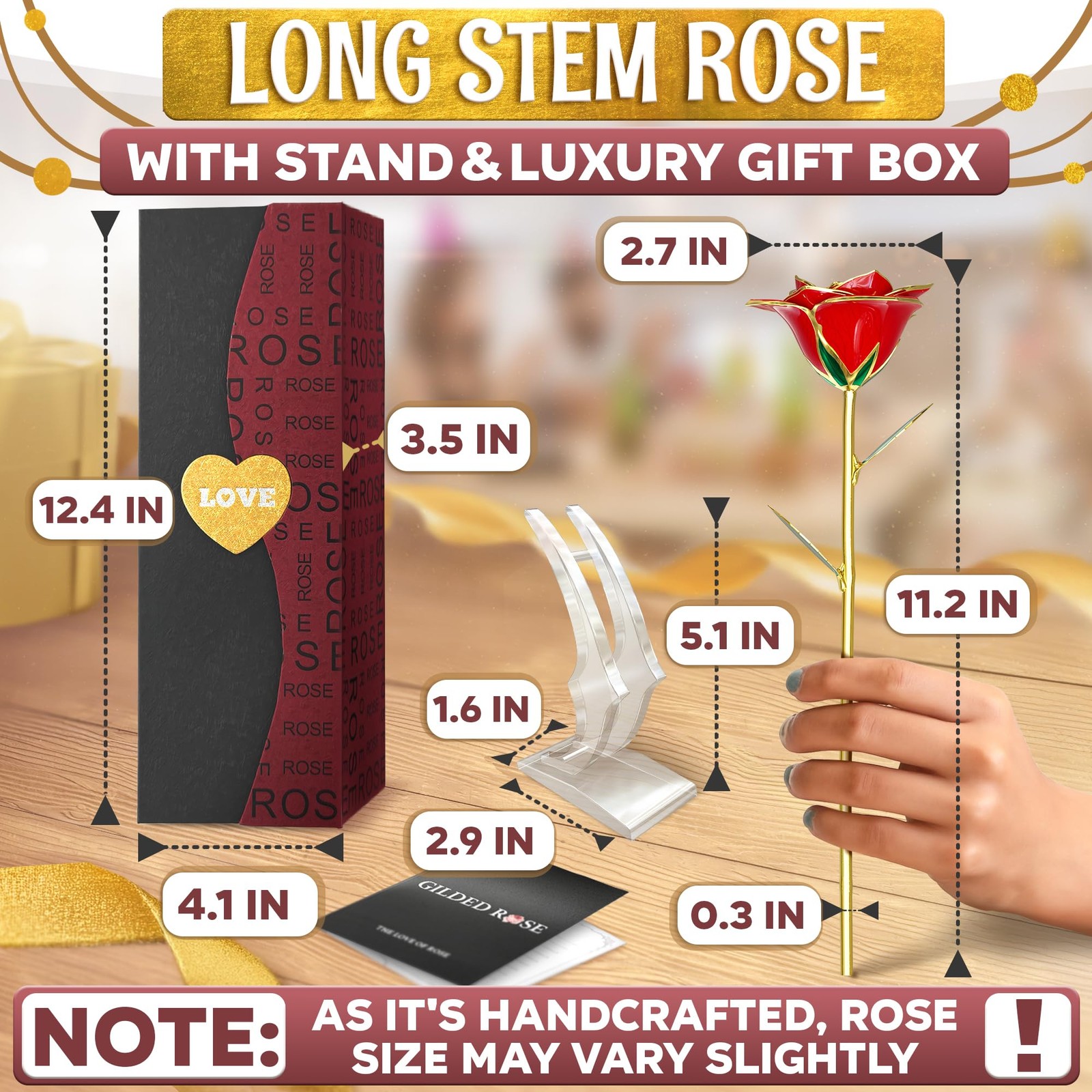 24K Gold Dipped Real Rose Flower for Girlfriend Wife Birthday Valentine’s Day