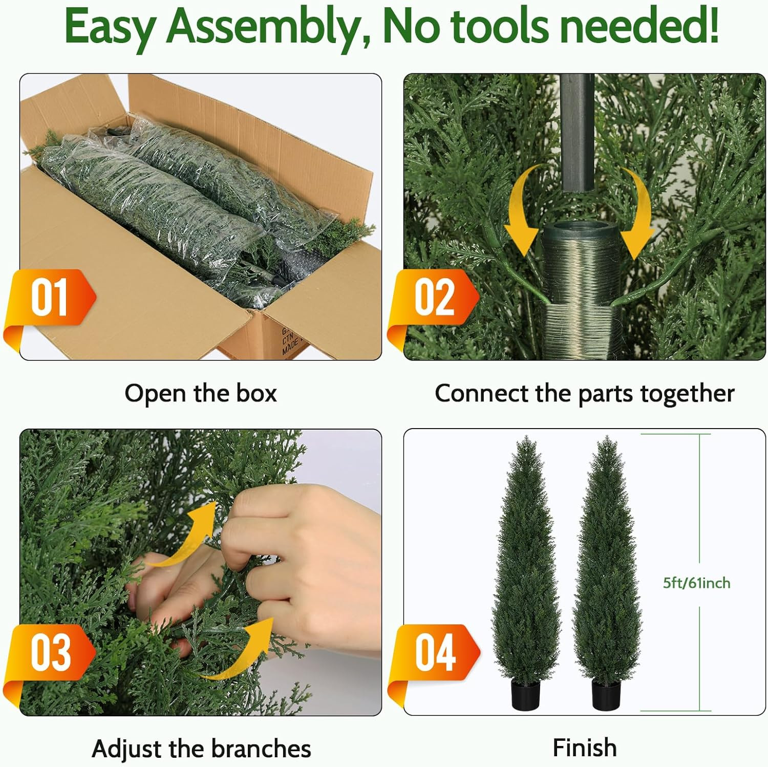 Set of 2 UV Resistant 5FT Artificial Cedar Topiary Trees for Outdoor Decor