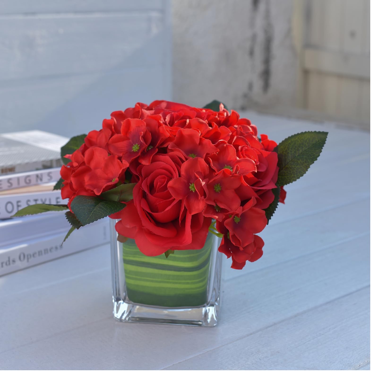 Artificial Silk Rose Flower Centerpiece Arrangement in vase for Home Wedding …