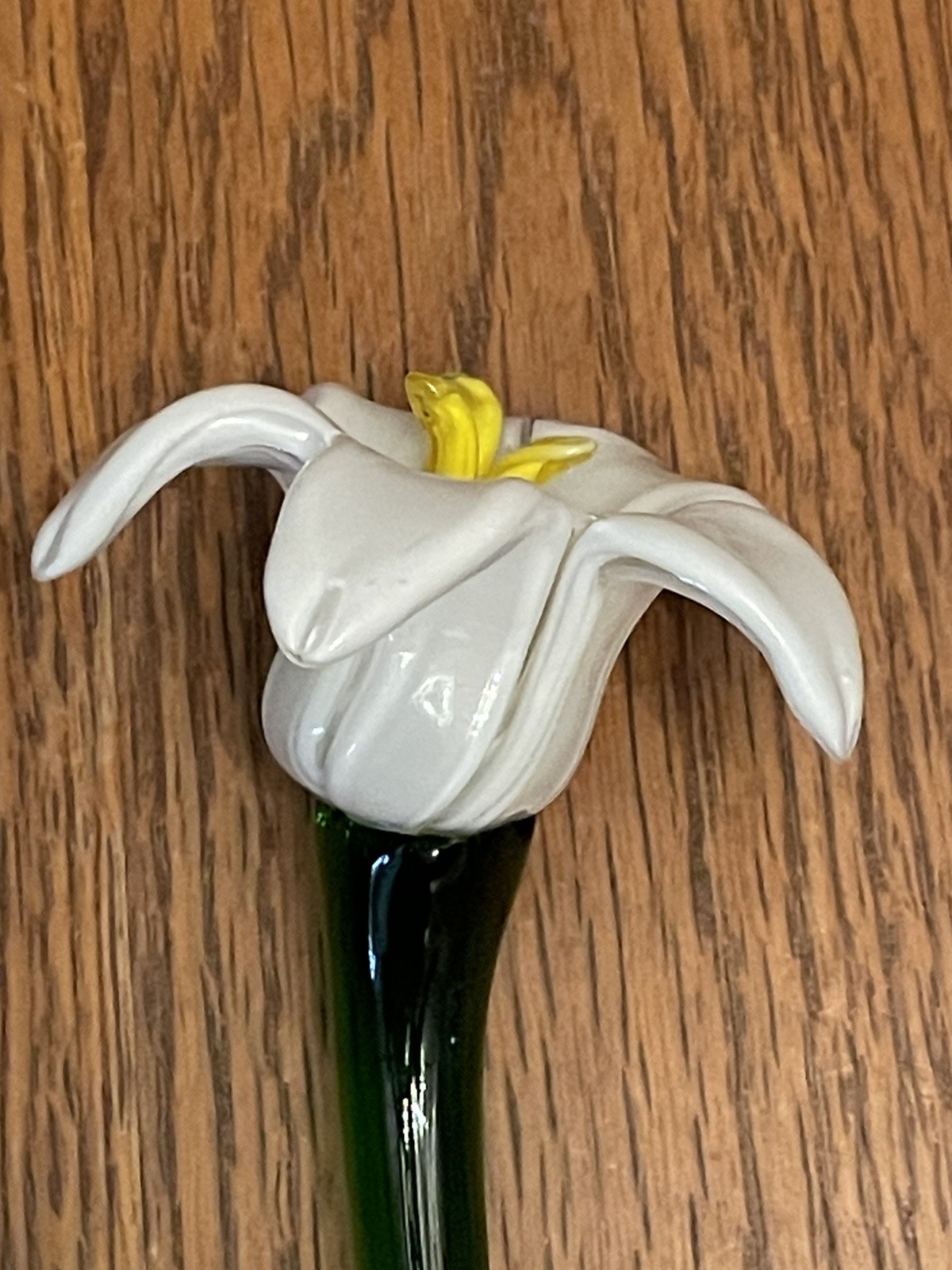 Vtg Murano Style Lot 4 Hand Blown Art Glass Long Stem Flower Bouquet 19″-20″